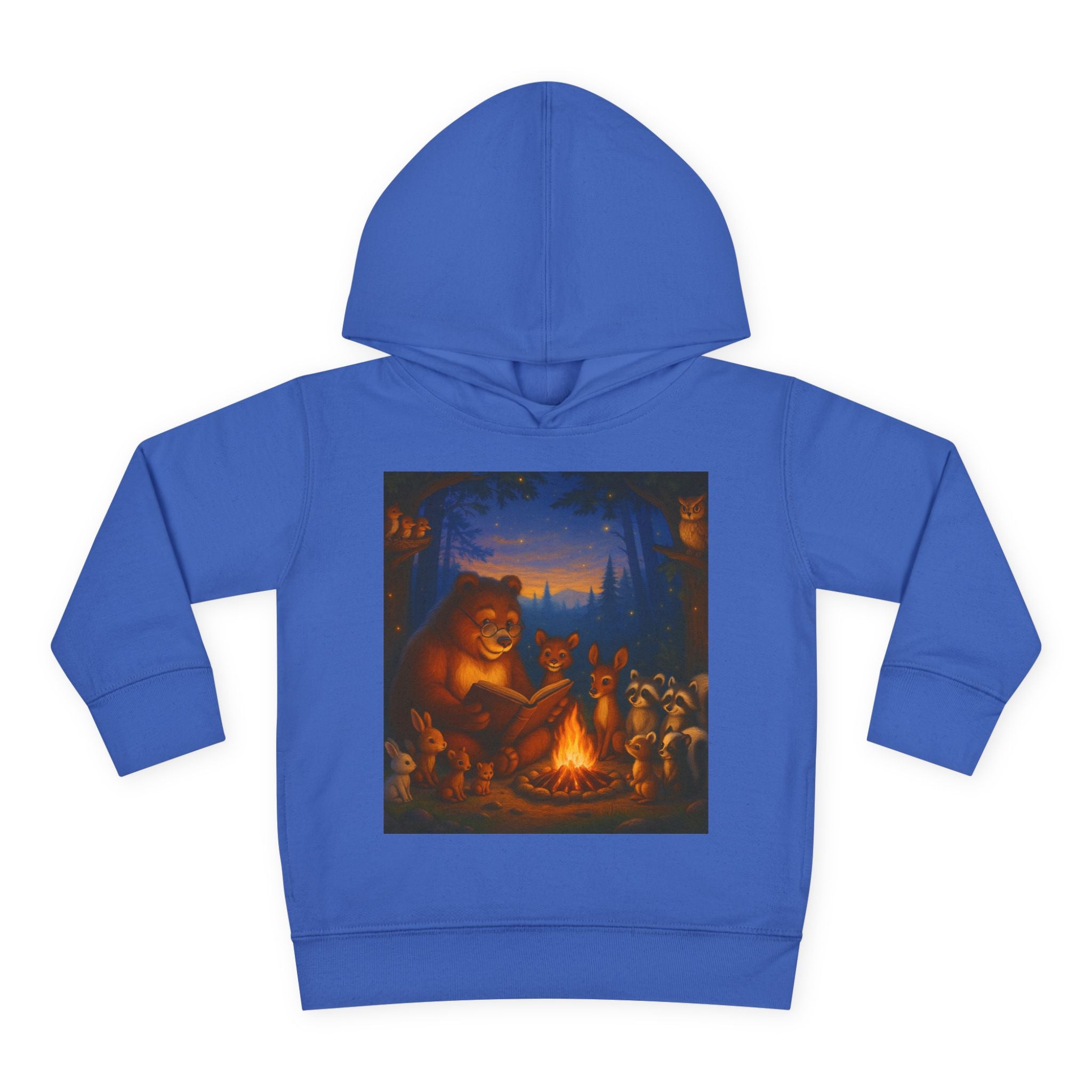 Toddler Hoodie — "Listen to the Story Bear" Campfire Design