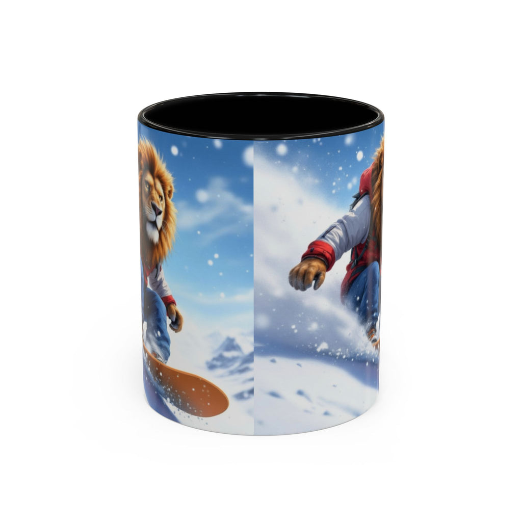 Snowboarding Lion Coffee Mug — Winter Sports Animal Art 11/15oz