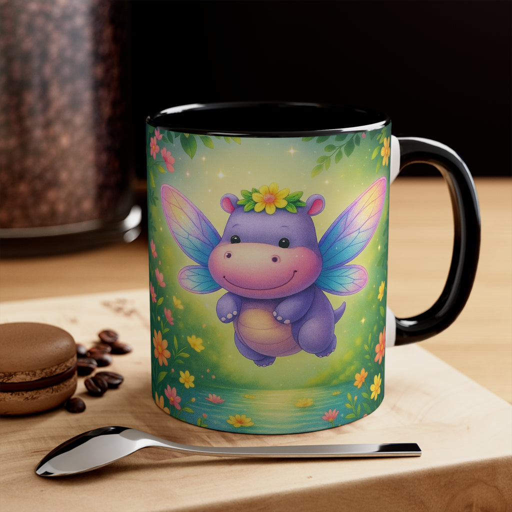 Cute Fairy Hippo Mug — Colorful 11oz Accent Coffee Cup