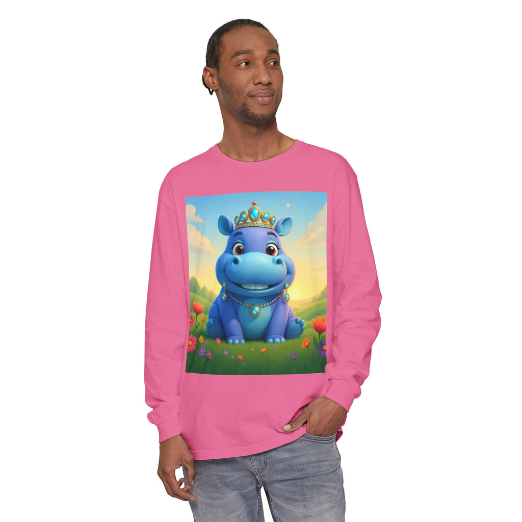 Whimsical Princess Hippo Long Sleeve T-Shirt