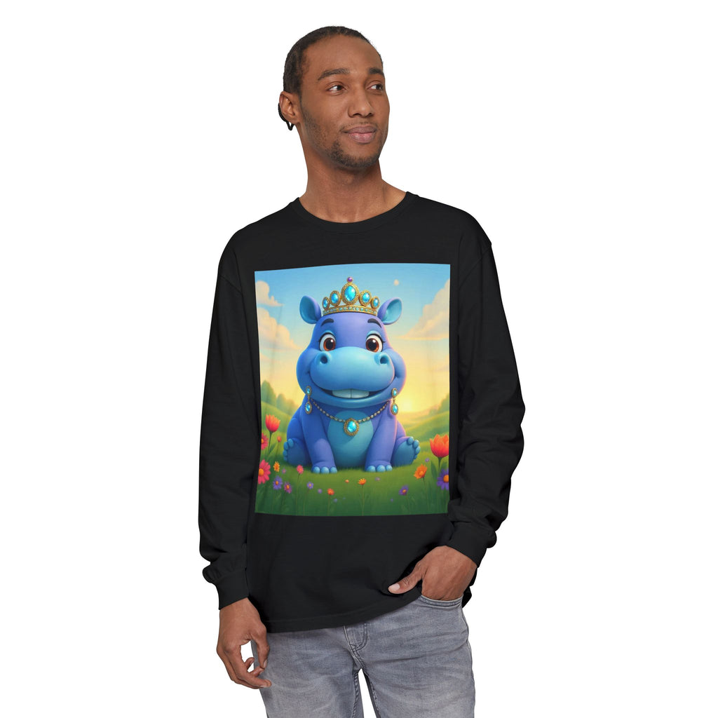 Whimsical Princess Hippo Long Sleeve T-Shirt