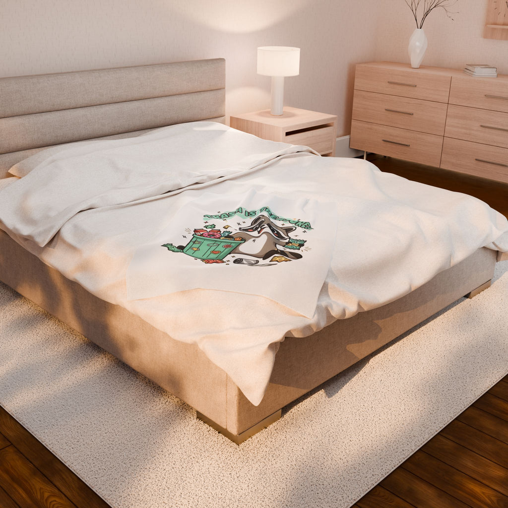 Trash Is Treasure Raccoon Velveteen Plush Blanket | trash panda Christmas, cute holiday