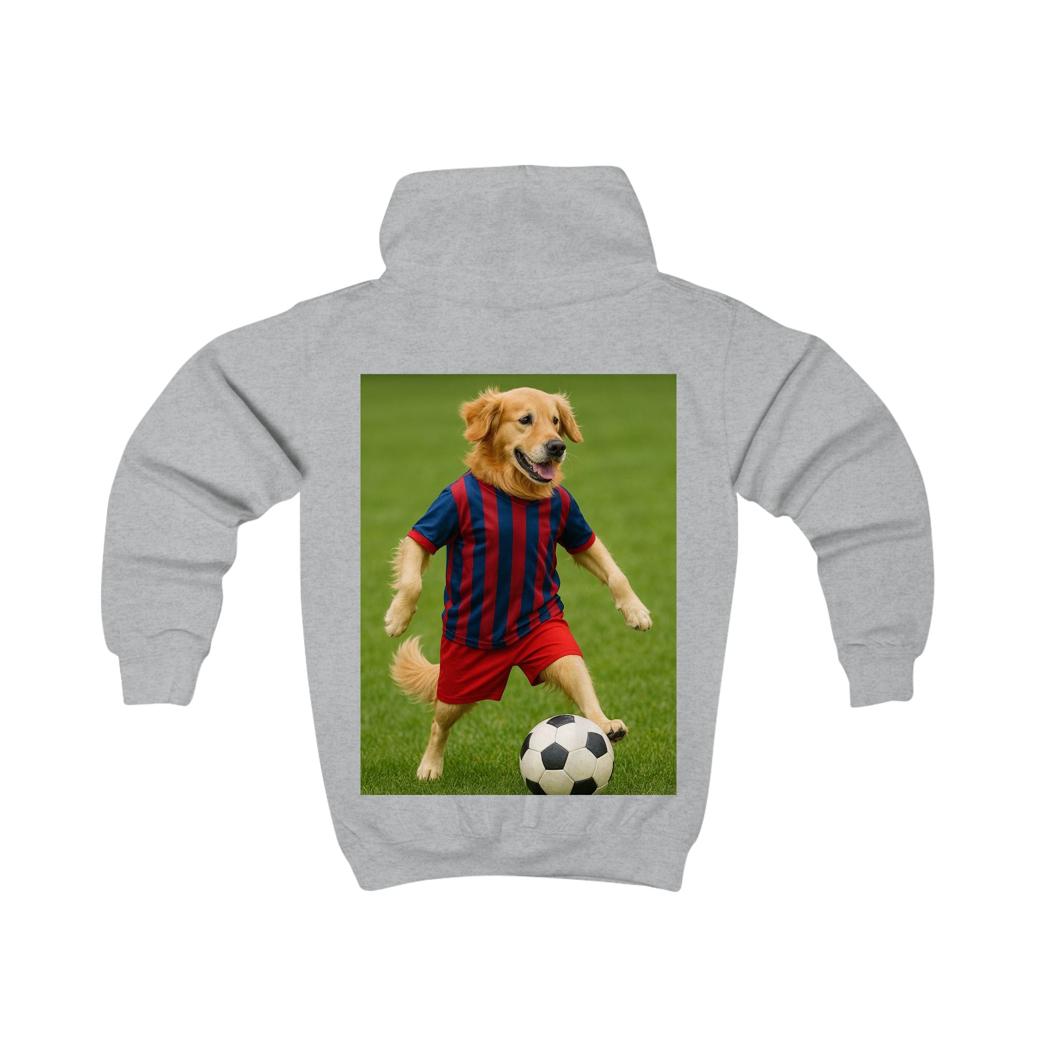 Kids Hoodie — Golden Retriever Soccer Pup Graphic