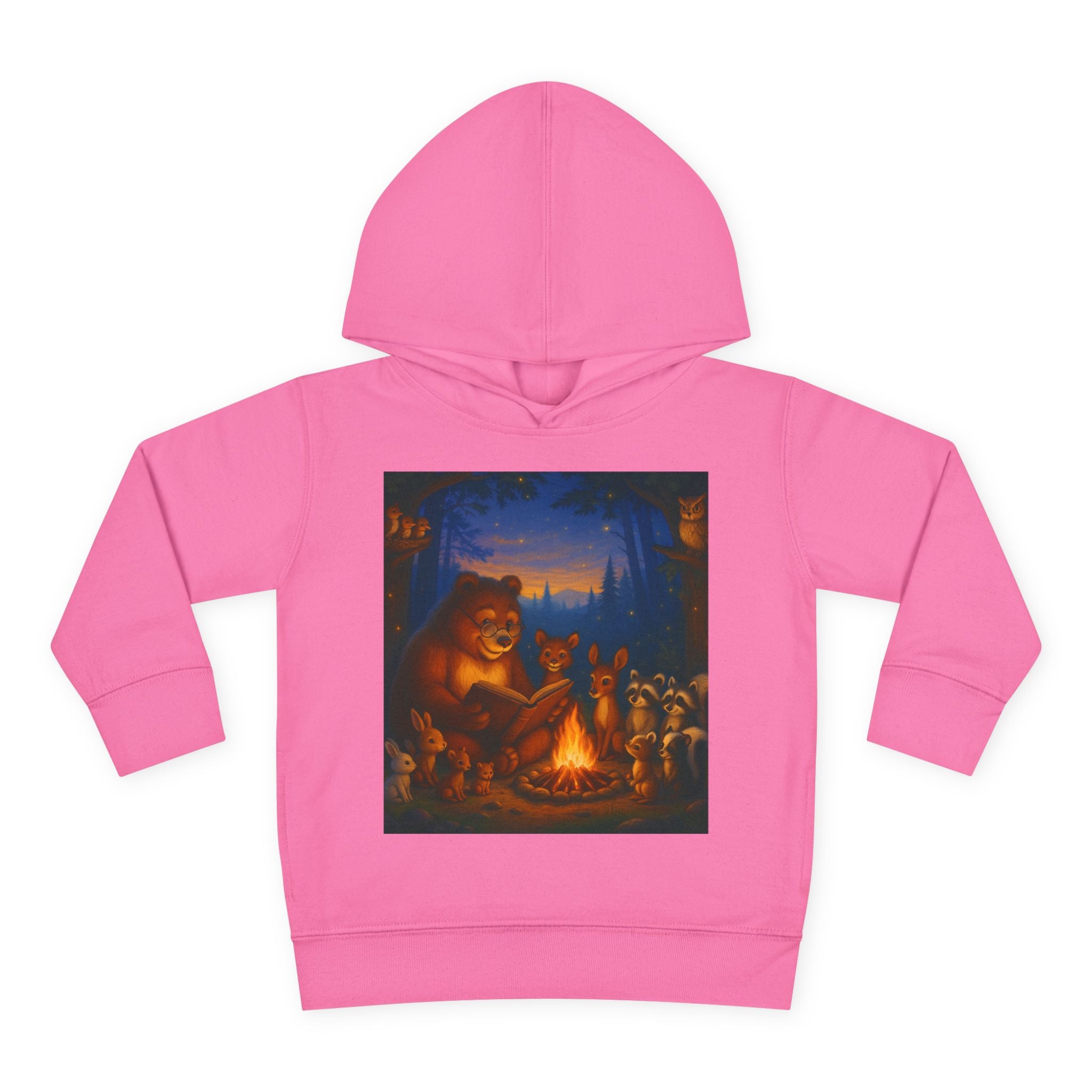 Toddler Hoodie — "Listen to the Story Bear" Campfire Design