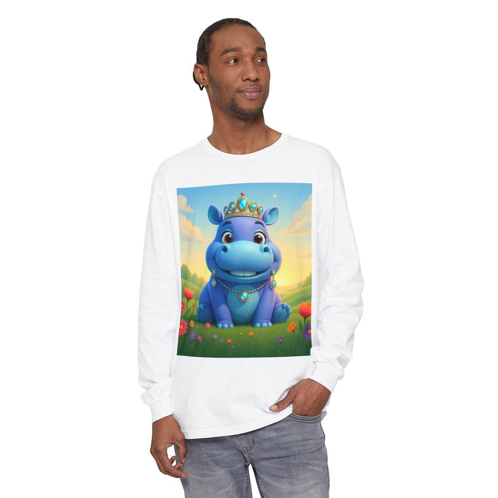 Whimsical Princess Hippo Long Sleeve T-Shirt
