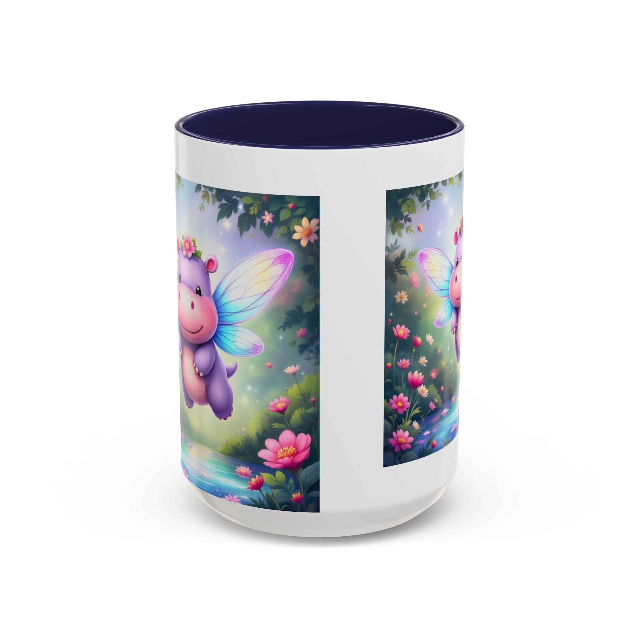 Mug - Whimsical Hippo Fairy Accent Coffee Mug (11, 15oz)