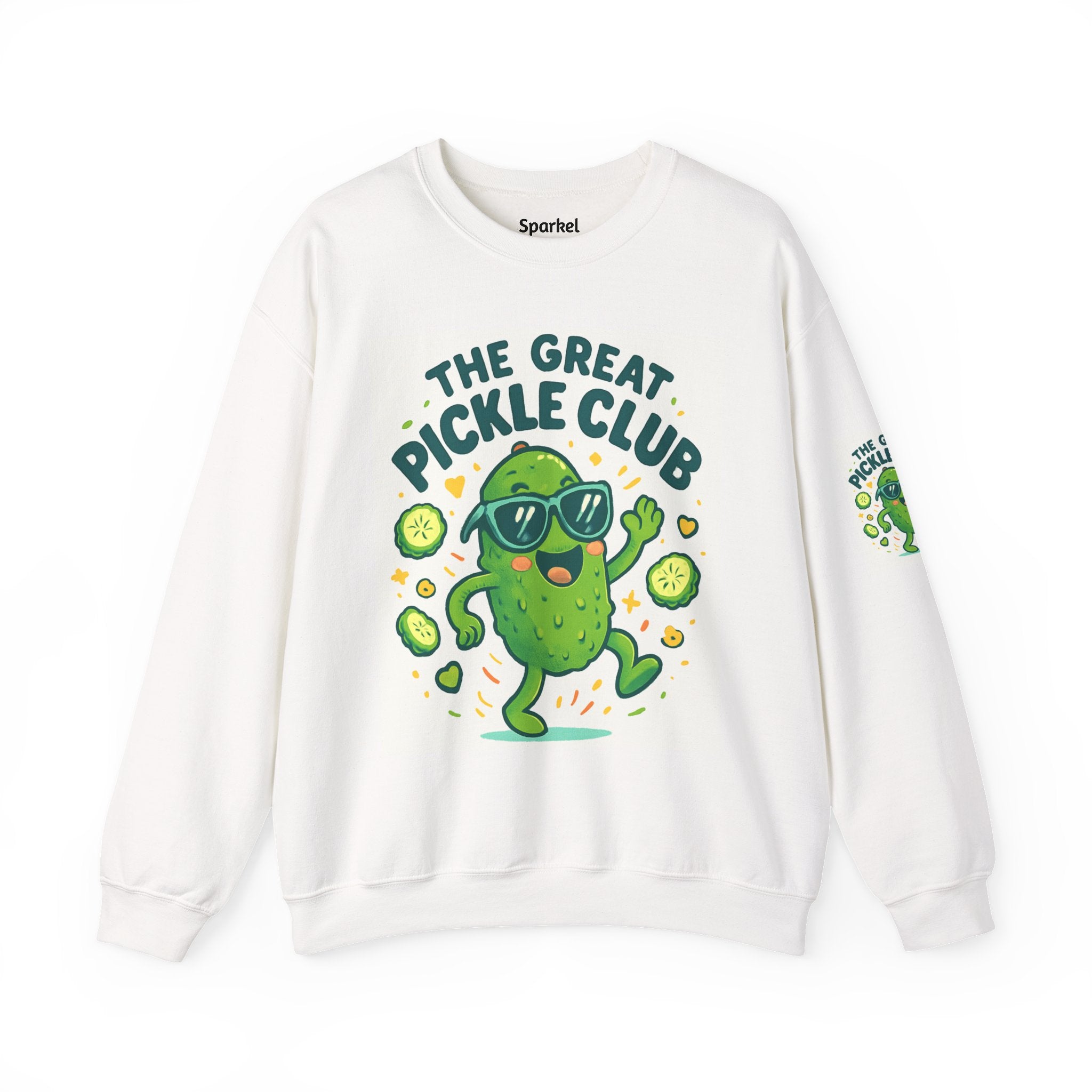 The Great Pickle Club Sweatshirt — Retro Cute Dancing Pickle Crewneck