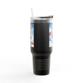 40oz Insulated Travel Mug — Snowboarding Lion Winter Adventure Design