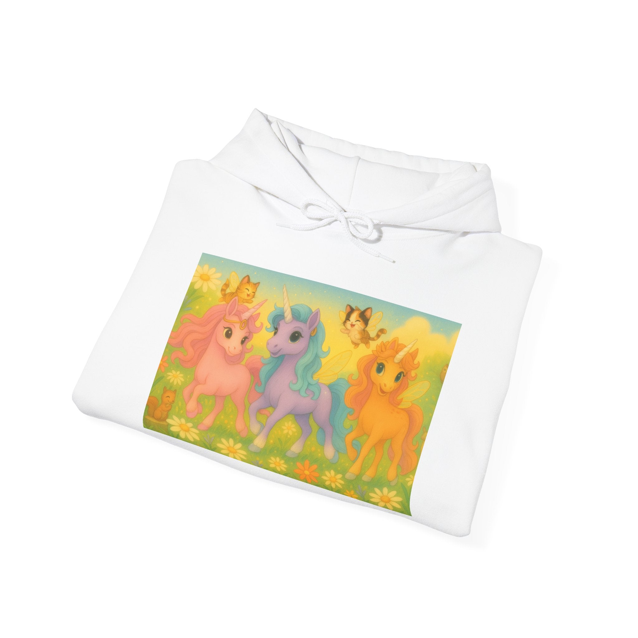 Hooded Sweatshirt - Whimsical Unicorn Princess Trio Design