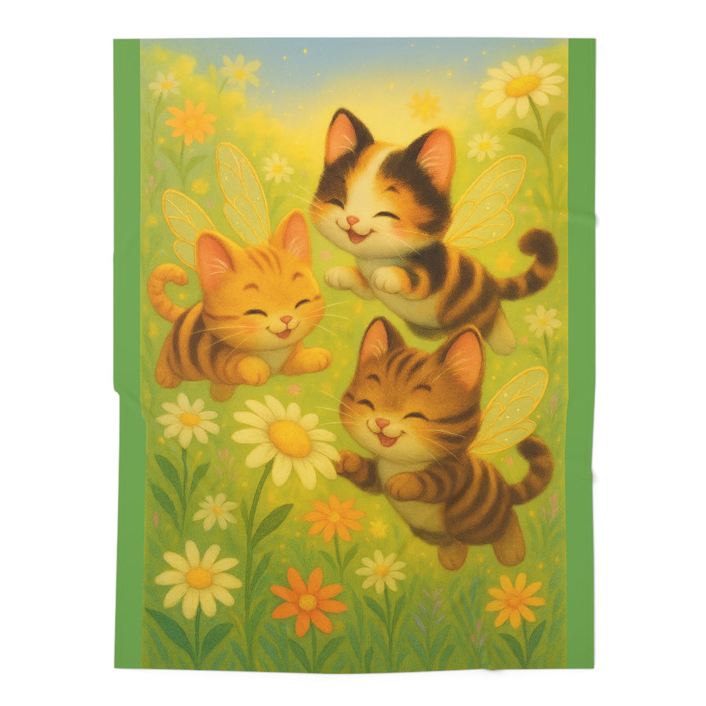 Swaddle Blanket - Whimsical Bumble Cats Garden