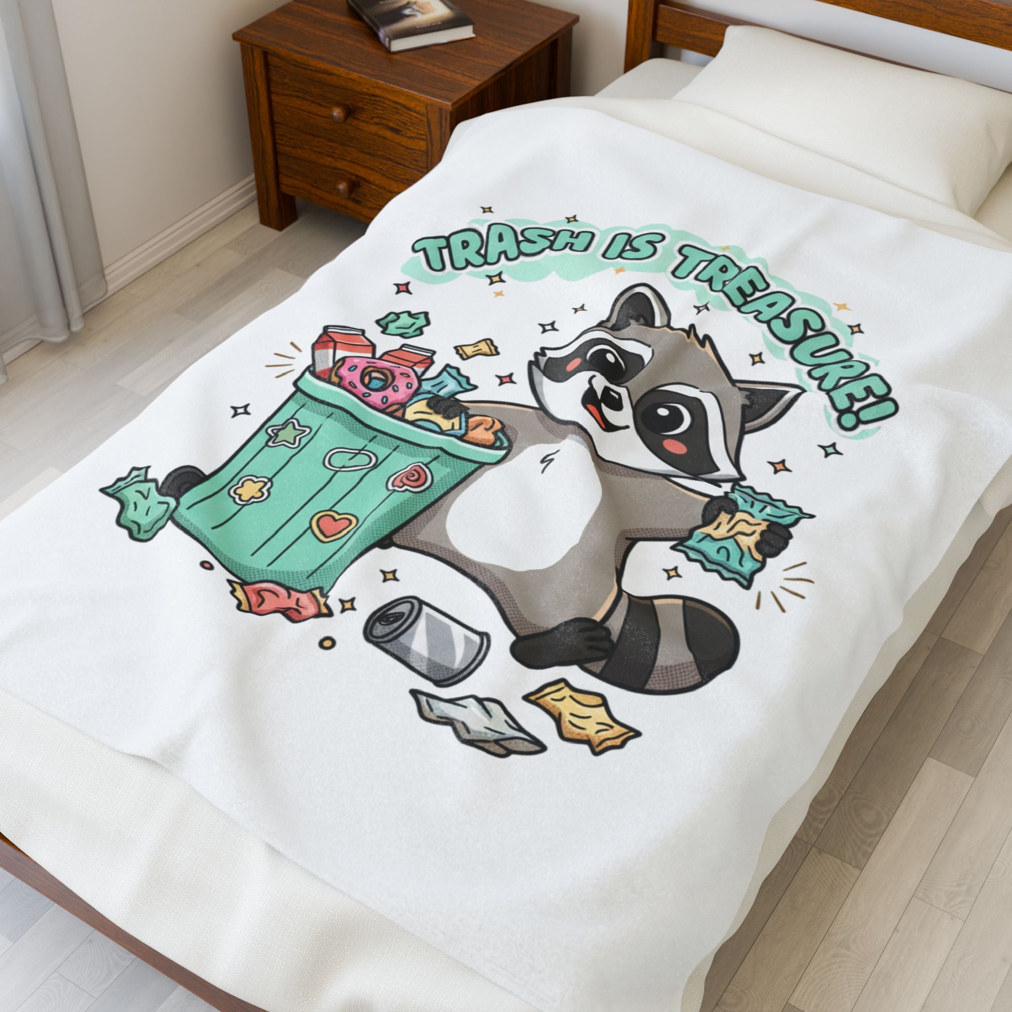 Trash Is Treasure Raccoon Velveteen Plush Blanket | trash panda Christmas, cute holiday