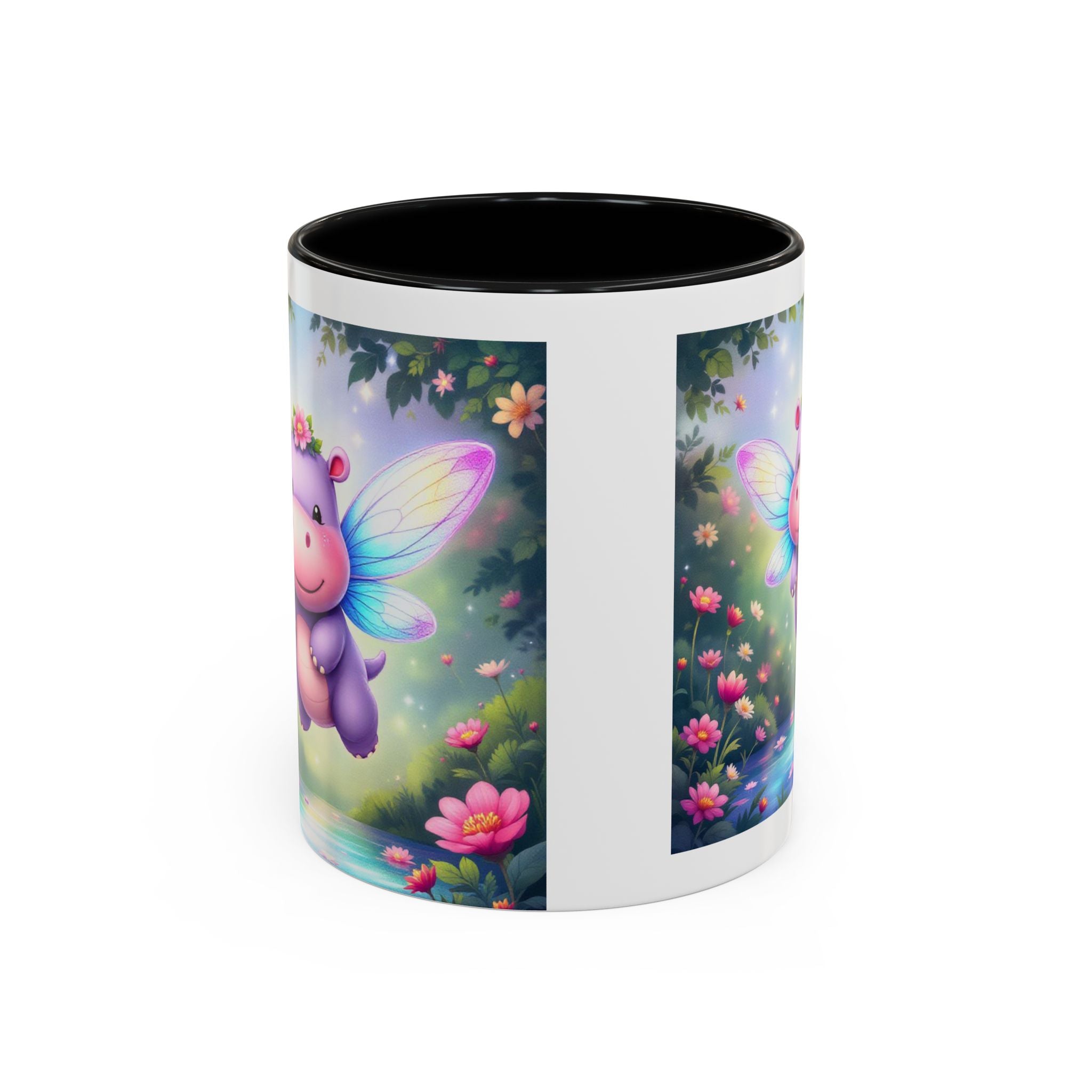 Mug - Whimsical Hippo Fairy Accent Coffee Mug (11, 15oz)