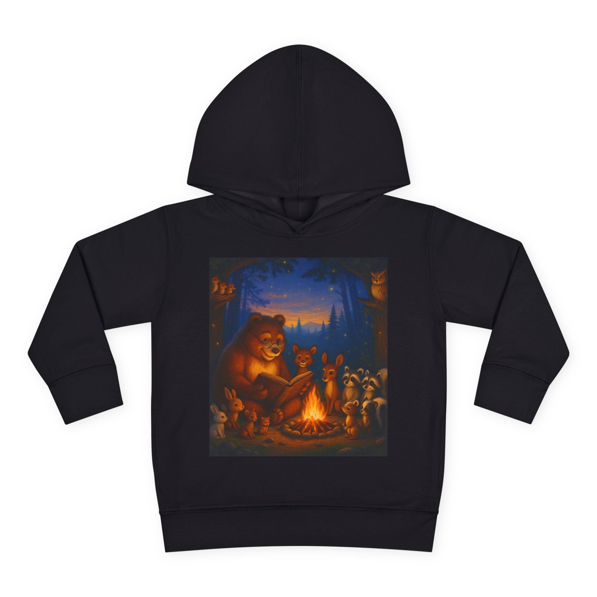 Toddler Hoodie — "Listen to the Story Bear" Campfire Design