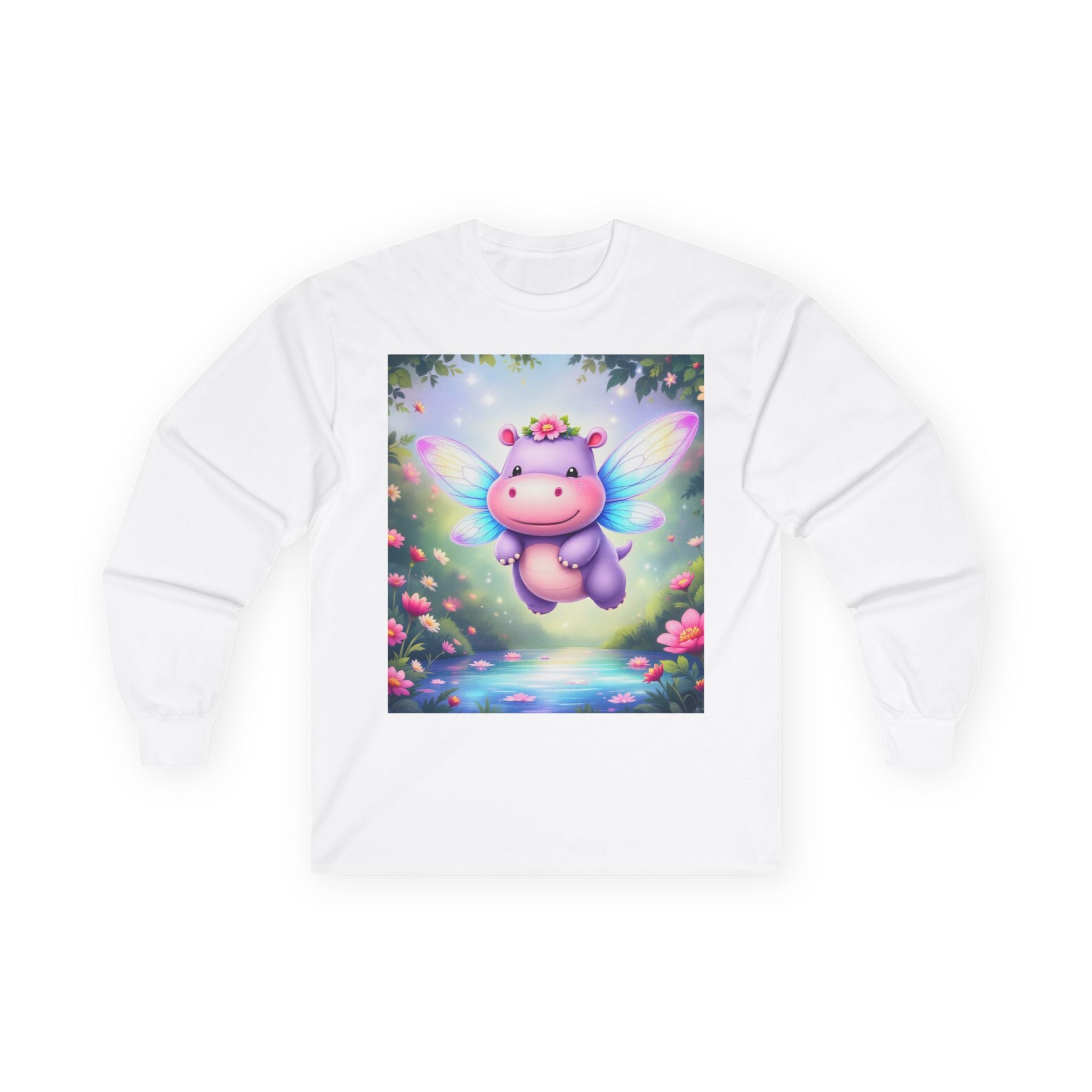 Long Sleeve Tee - Magical Hippo Fairy Design from Sparkle Hollow
