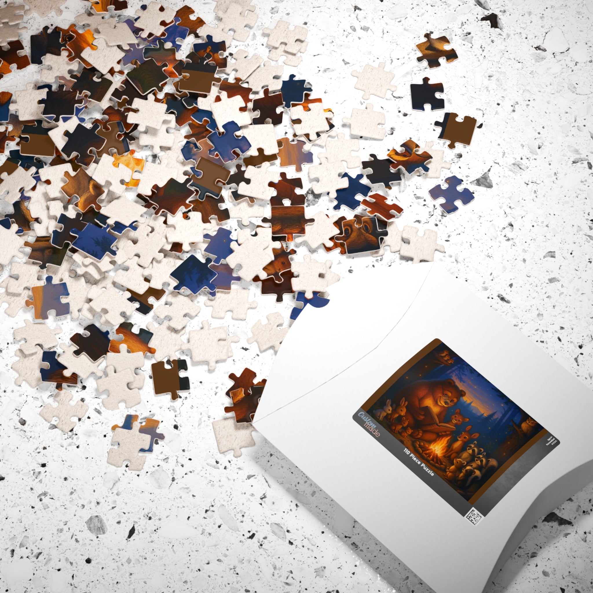 Forest Campfire Animal Story Puzzle — Cozy Nighttime Jigsaw (110–1014 pcs)