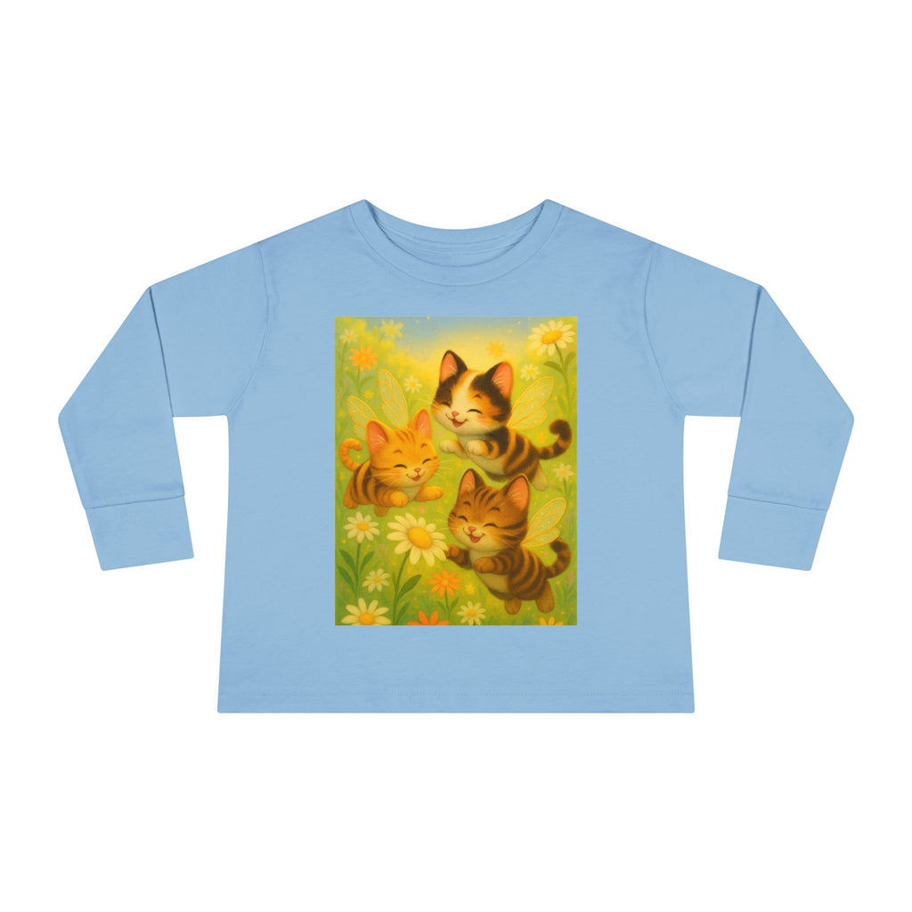 Toddler Tee - Whimsical Trio of Bumble Cats Playing in the Garden