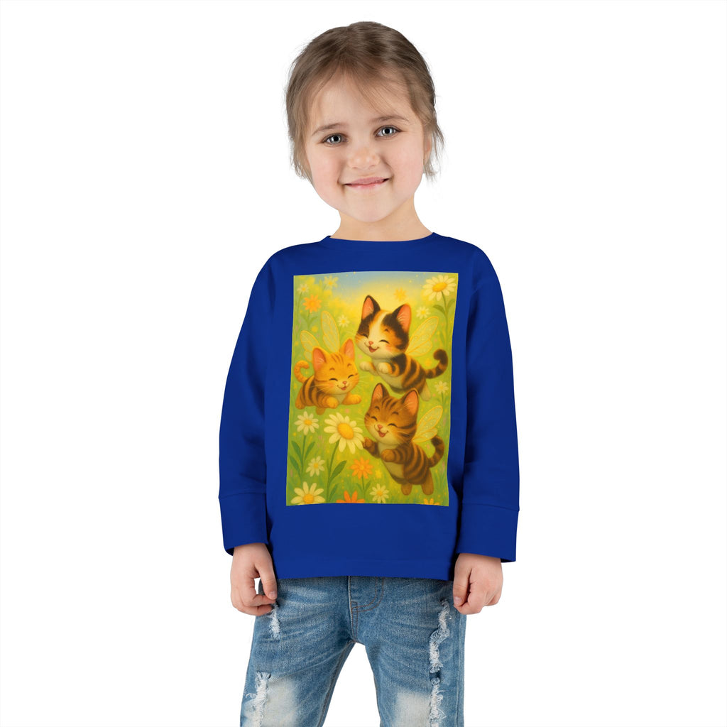 Toddler Tee - Whimsical Trio of Bumble Cats Playing in the Garden
