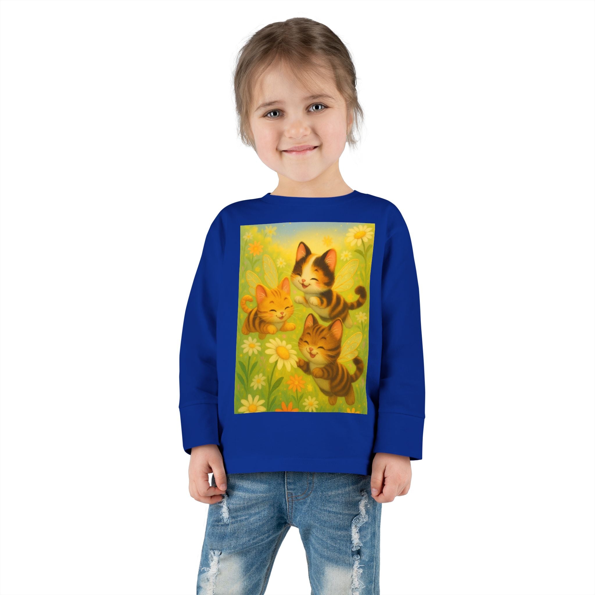 Toddler Tee - Whimsical Trio of Bumble Cats Playing in the Garden