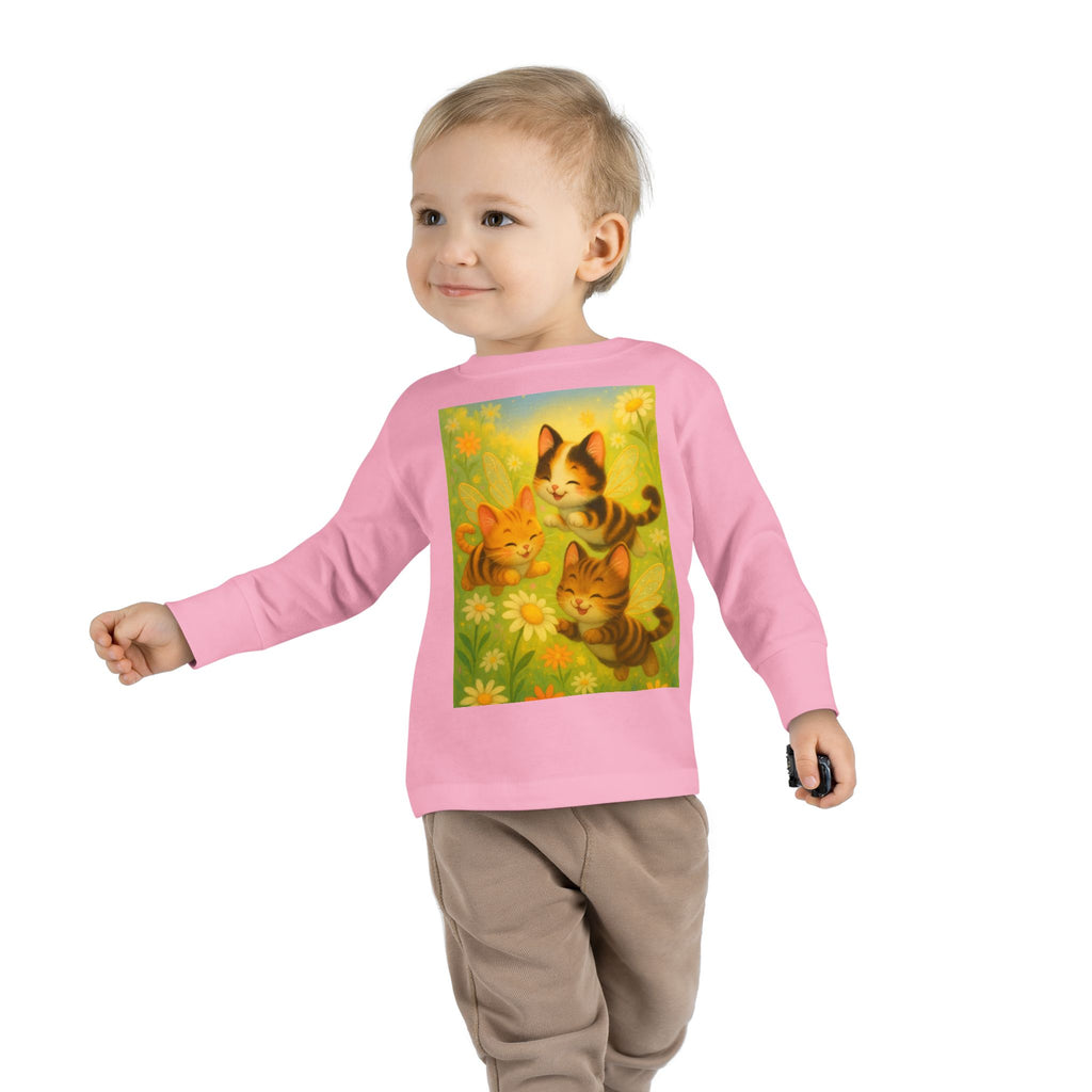 Toddler Tee - Whimsical Trio of Bumble Cats Playing in the Garden