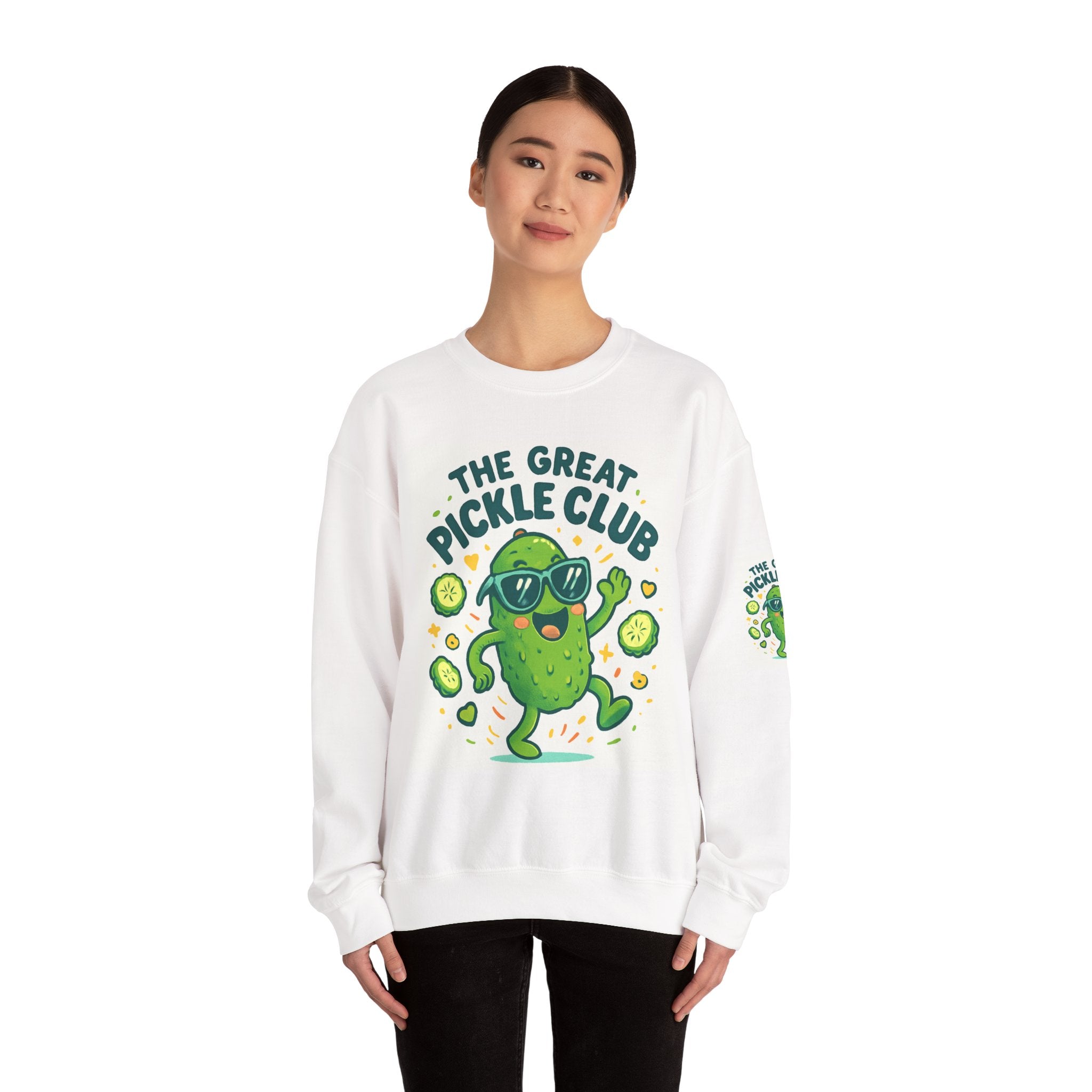The Great Pickle Club Sweatshirt — Retro Cute Dancing Pickle Crewneck