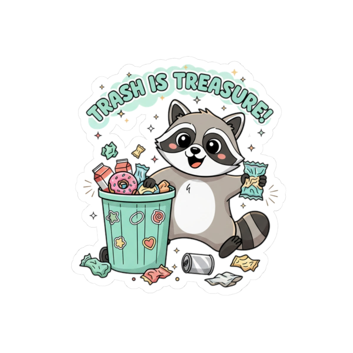 Trash Is Treasure raccoon sticker | Trash Panda Christmas, cute holiday sticker