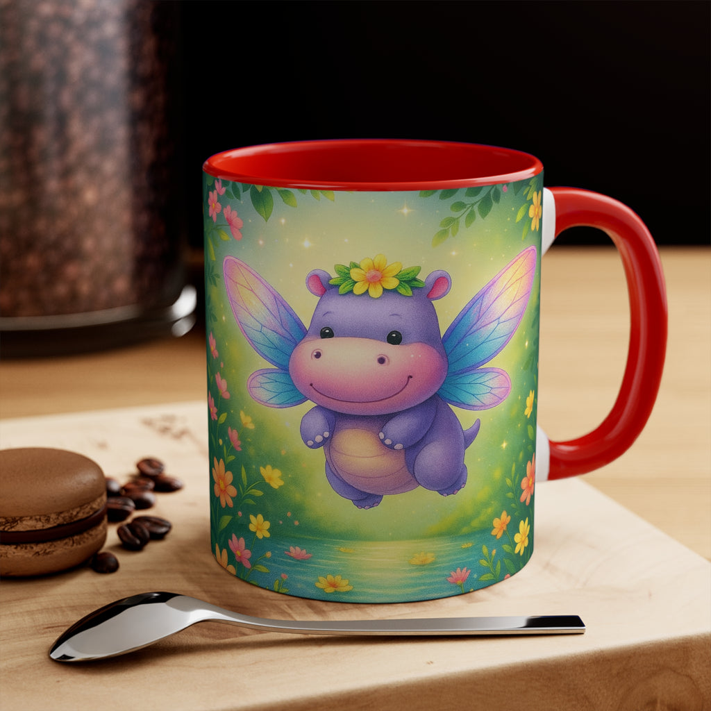 Cute Fairy Hippo Mug — Colorful 11oz Accent Coffee Cup