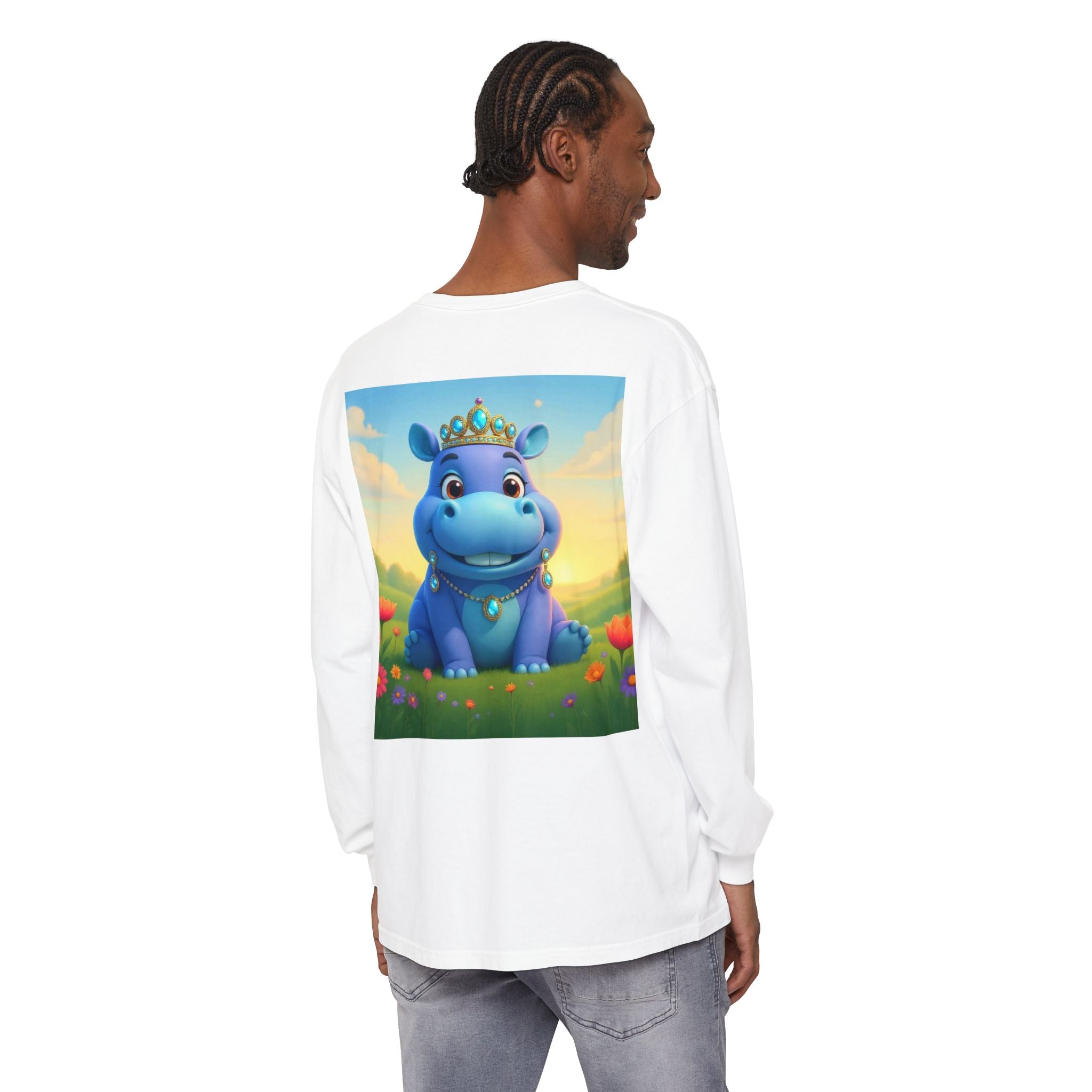 Whimsical Princess Hippo Long Sleeve T-Shirt