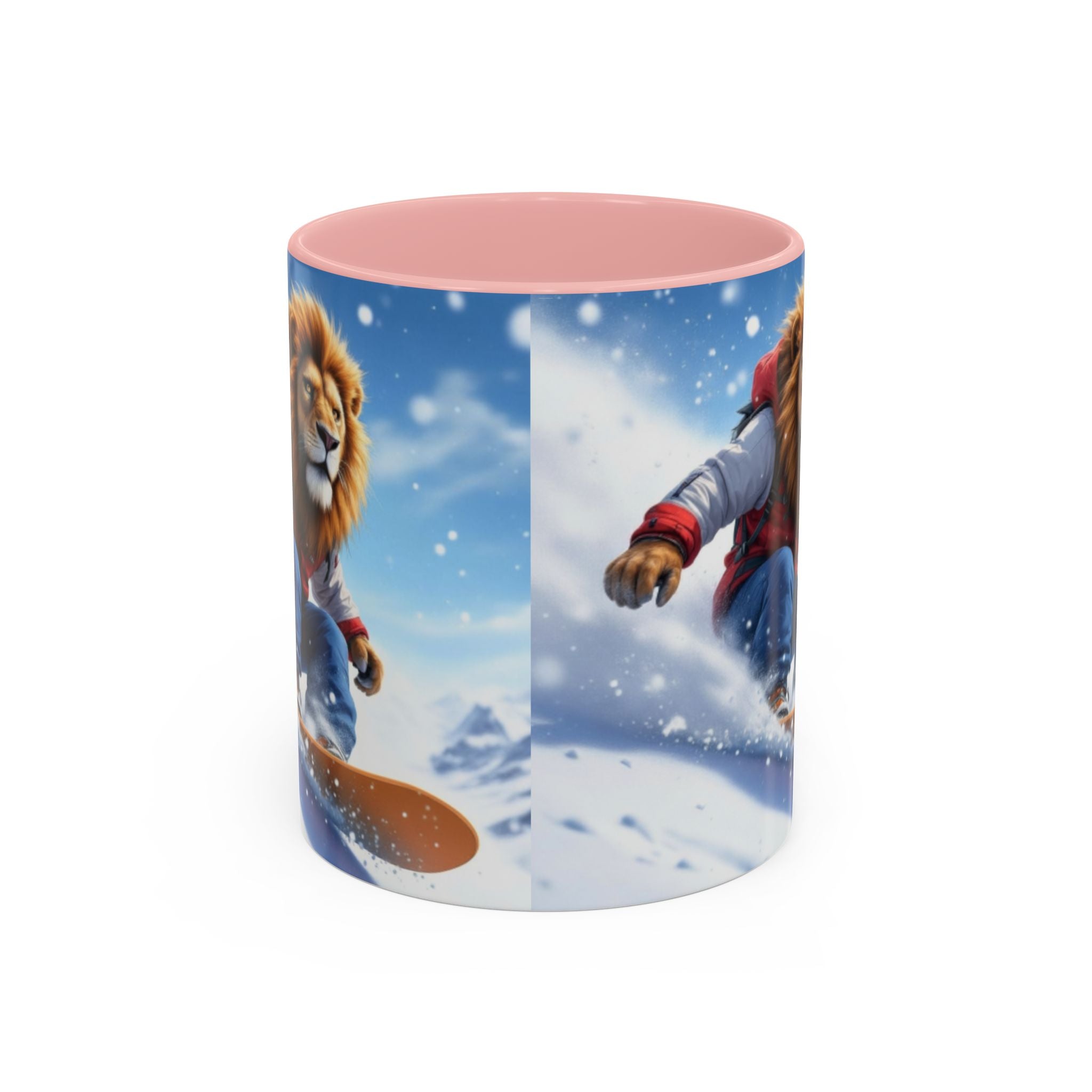 Snowboarding Lion Coffee Mug — Winter Sports Animal Art 11/15oz
