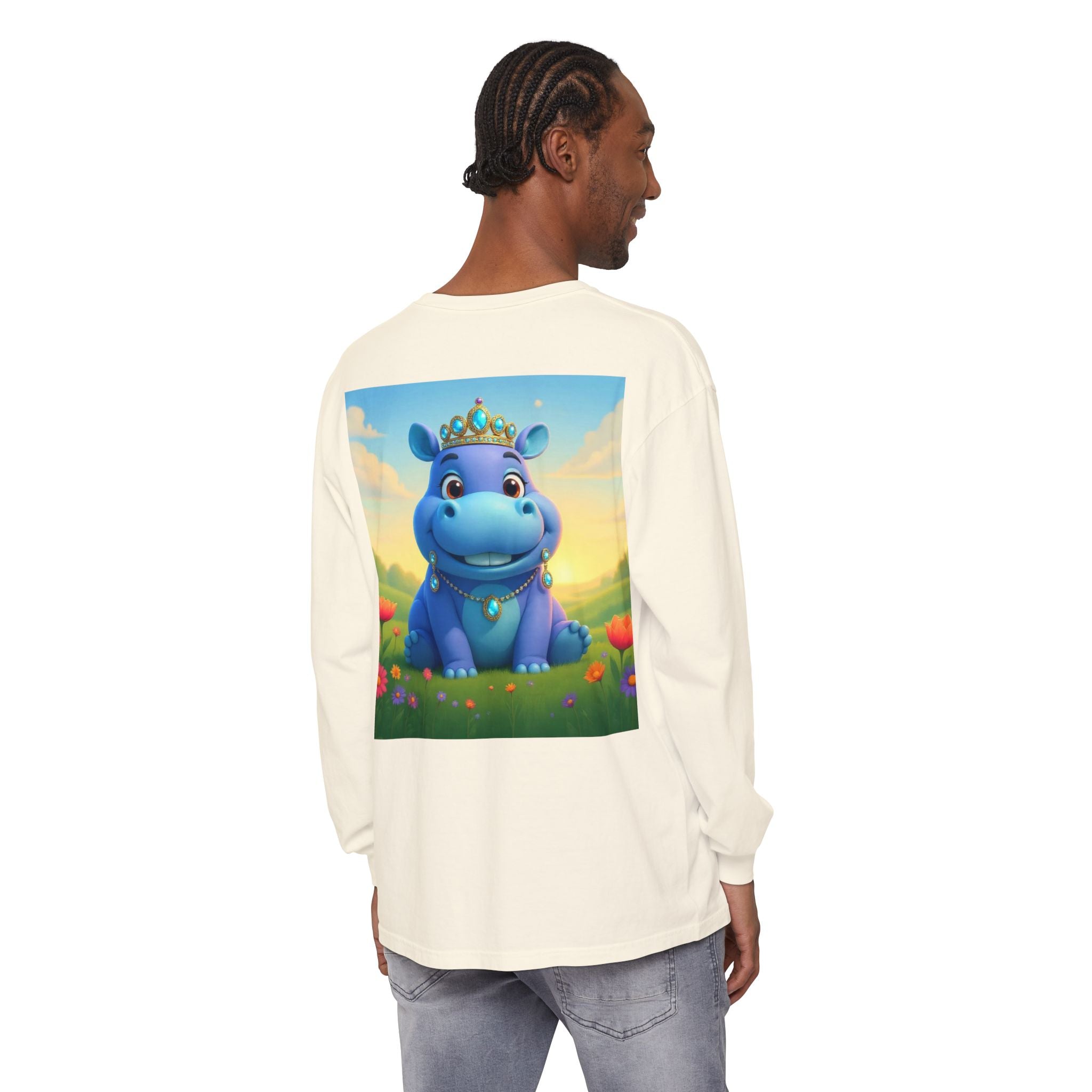 Whimsical Princess Hippo Long Sleeve T-Shirt