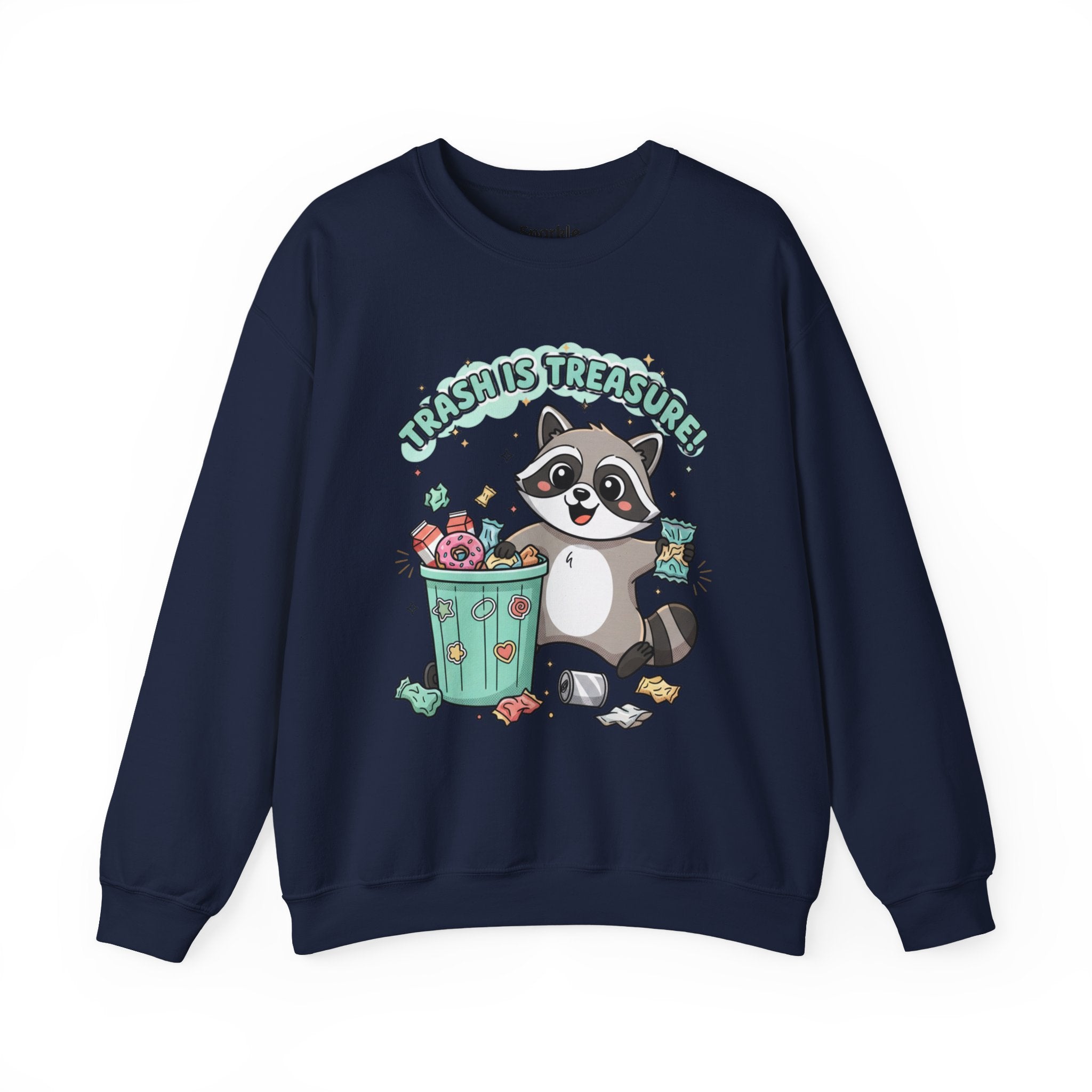 Merry Trash‑Mas Raccoon Crewneck Sweatshirt | trash panda Christmas, funny rodent