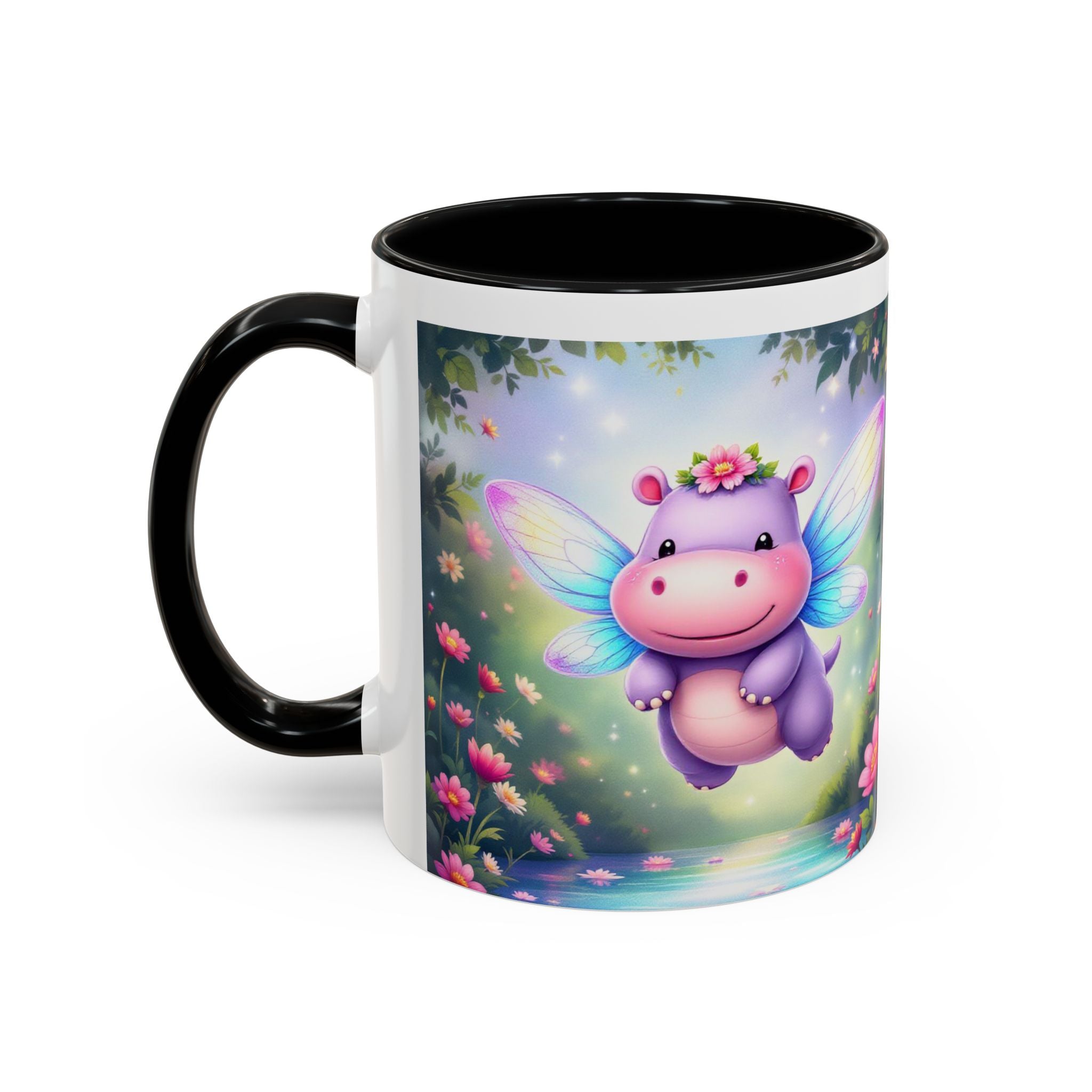 Mug - Whimsical Hippo Fairy Accent Coffee Mug (11, 15oz)