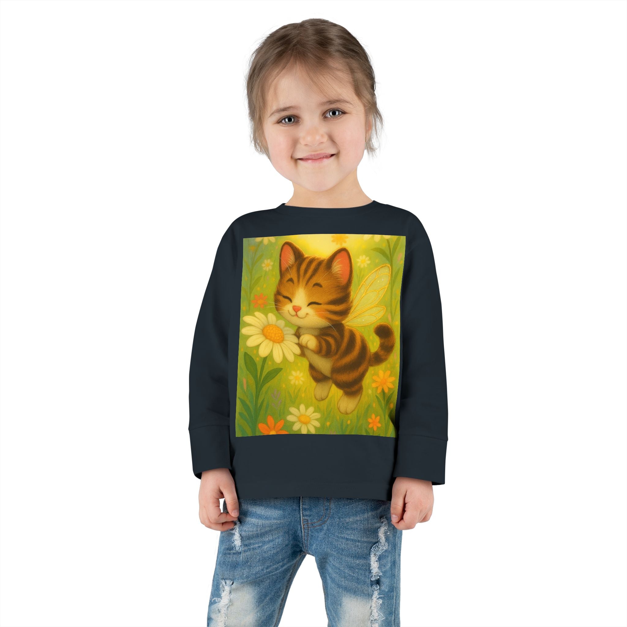 Whimsical Bumble Paws Bumble Cat Toddler Long Sleeve Tee — Sparkle Hollow