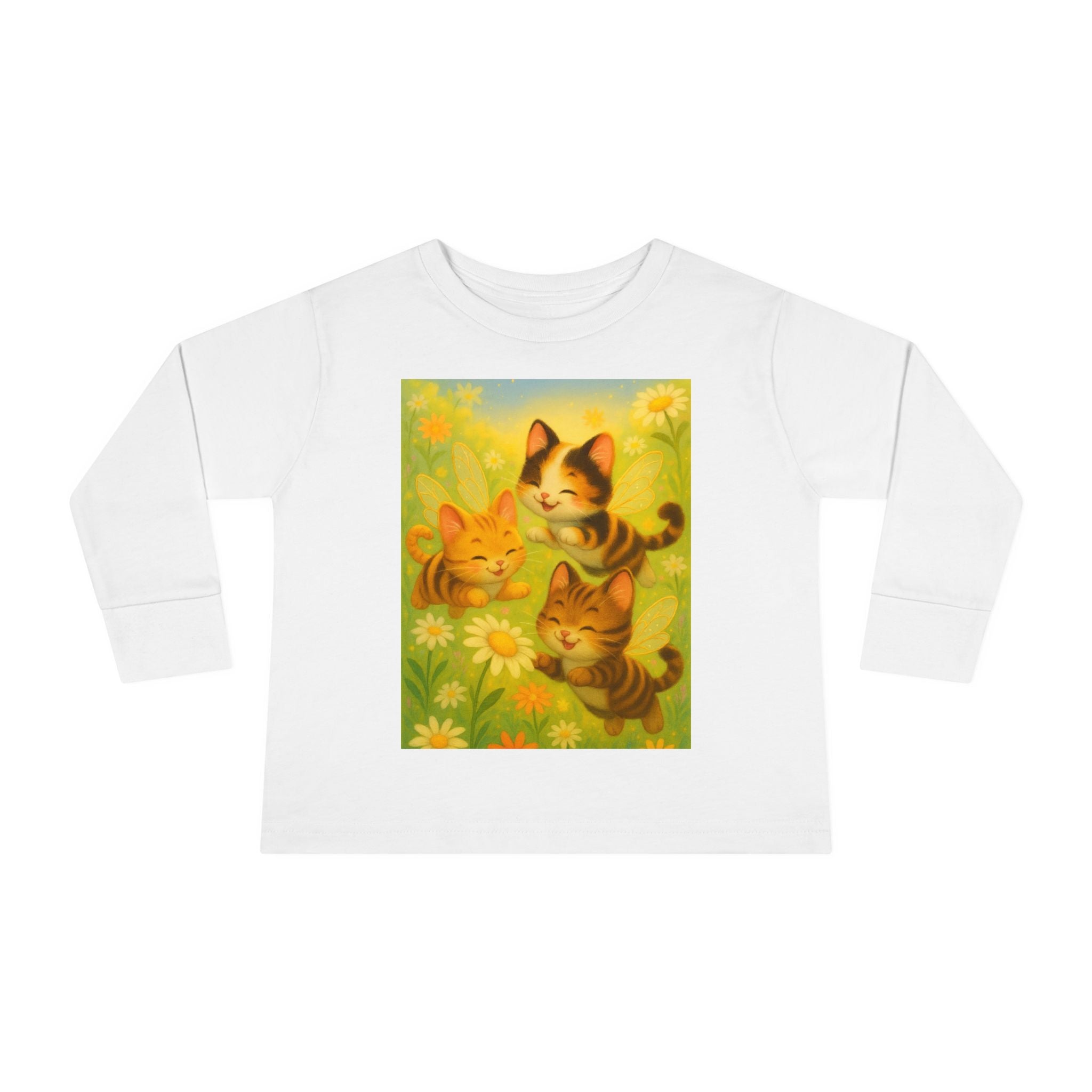 Toddler Tee - Whimsical Trio of Bumble Cats Playing in the Garden
