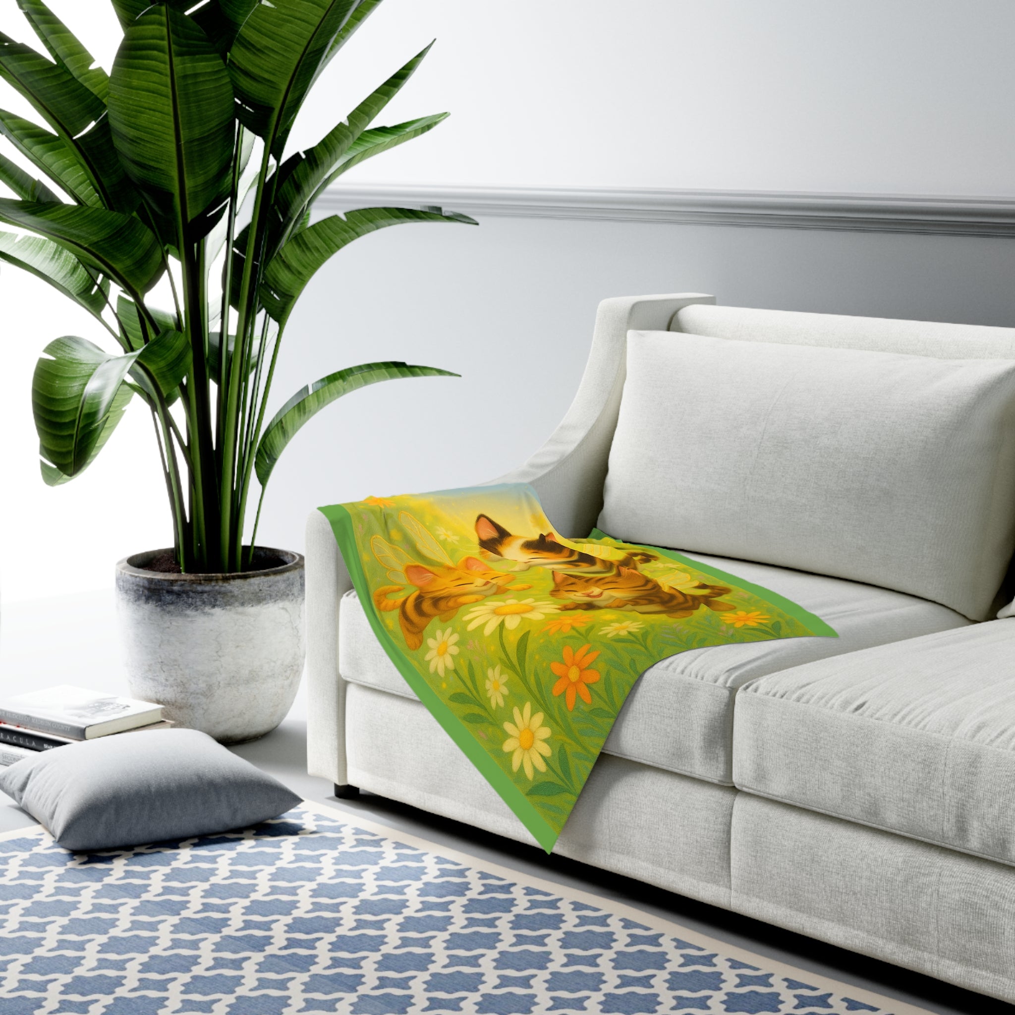 Swaddle Blanket - Whimsical Bumble Cats Garden
