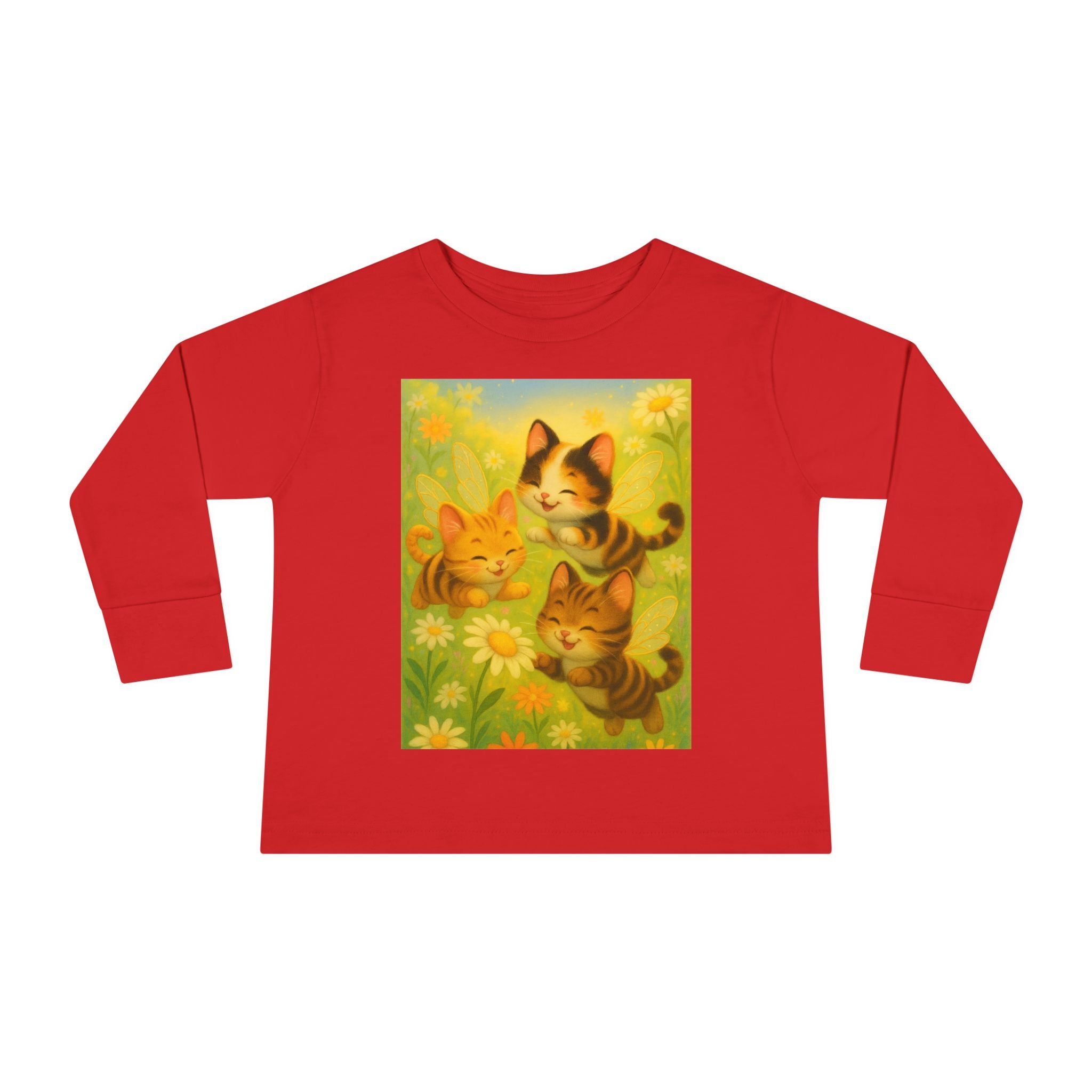 Toddler Tee - Whimsical Trio of Bumble Cats Playing in the Garden
