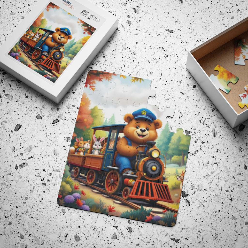 Kids Puzzle, Sparkle Hollow Bear Train, 30-Piece