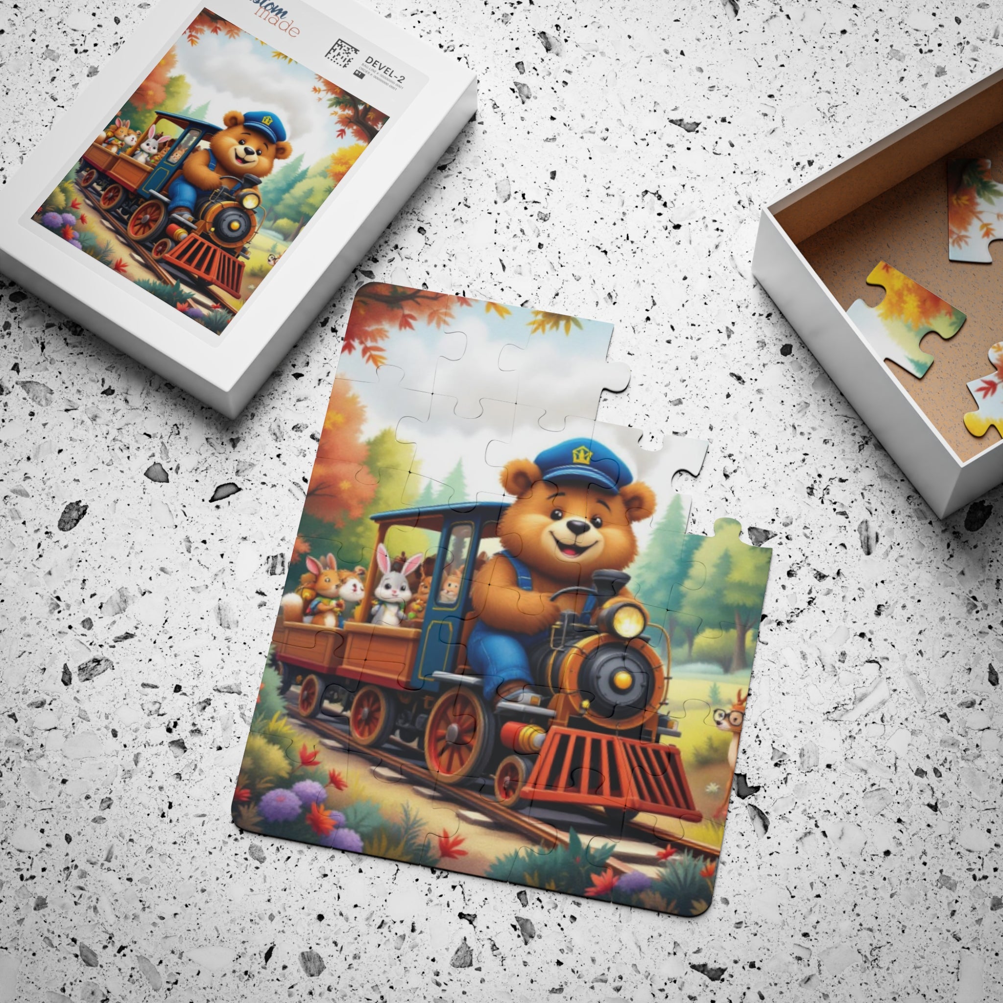 Kids Puzzle, Sparkle Hollow Bear Train, 30-Piece