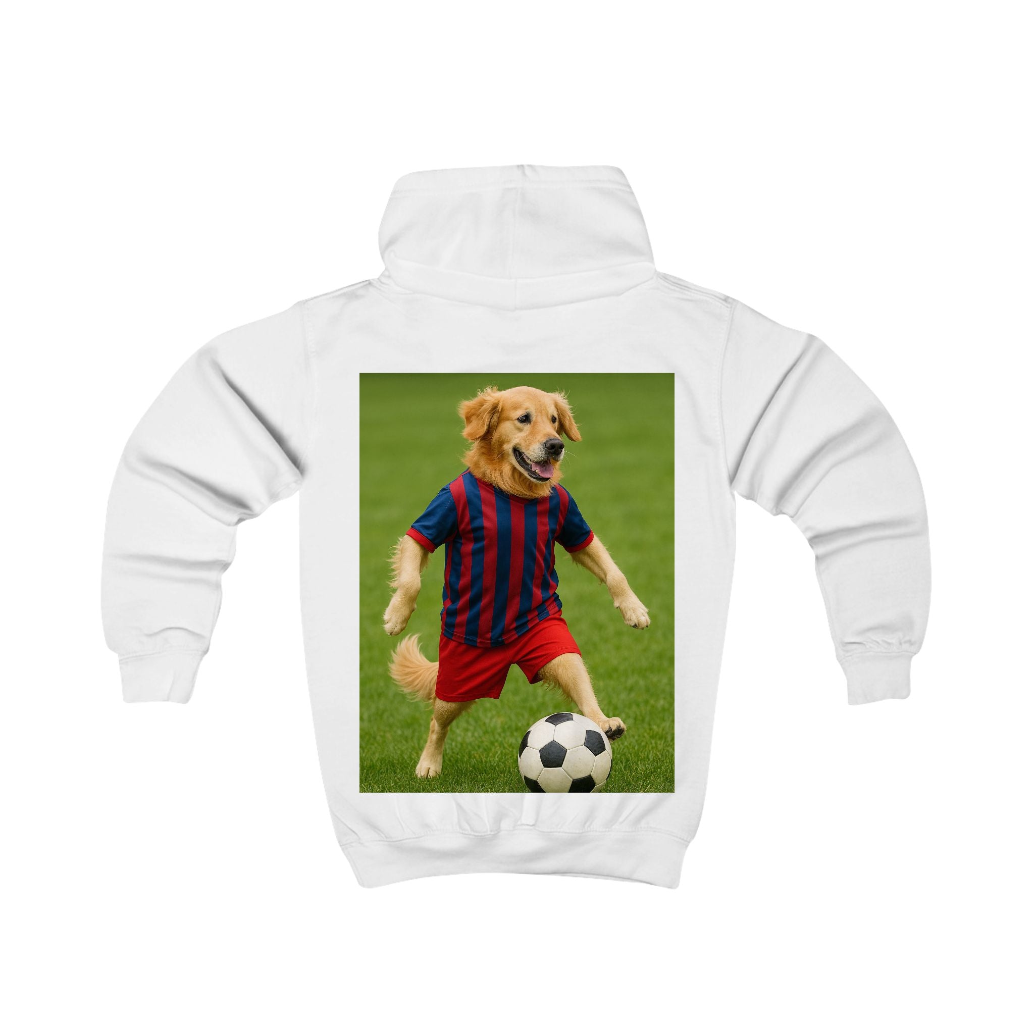 Kids Hoodie — Golden Retriever Soccer Pup Graphic