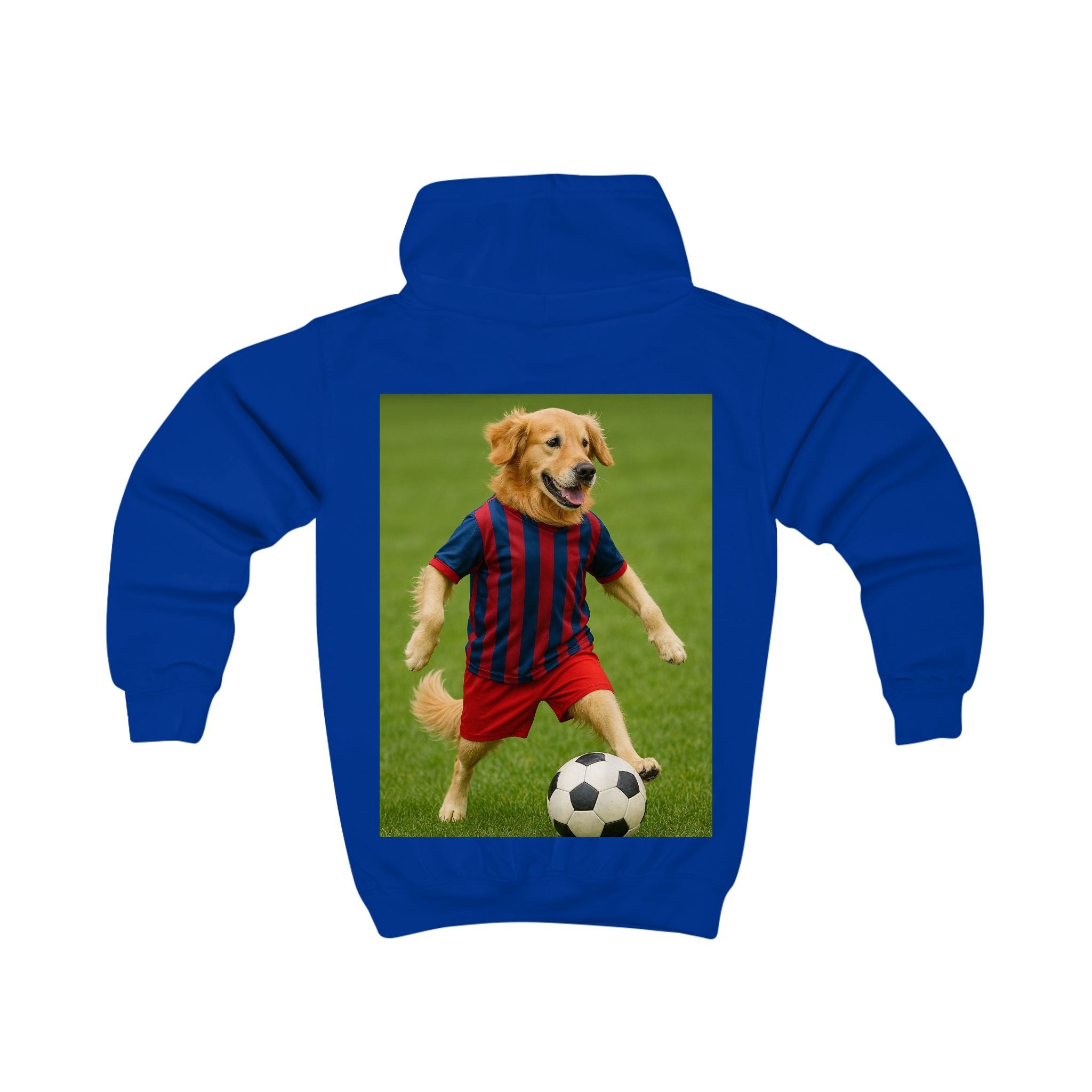 Kids Hoodie — Golden Retriever Soccer Pup Graphic