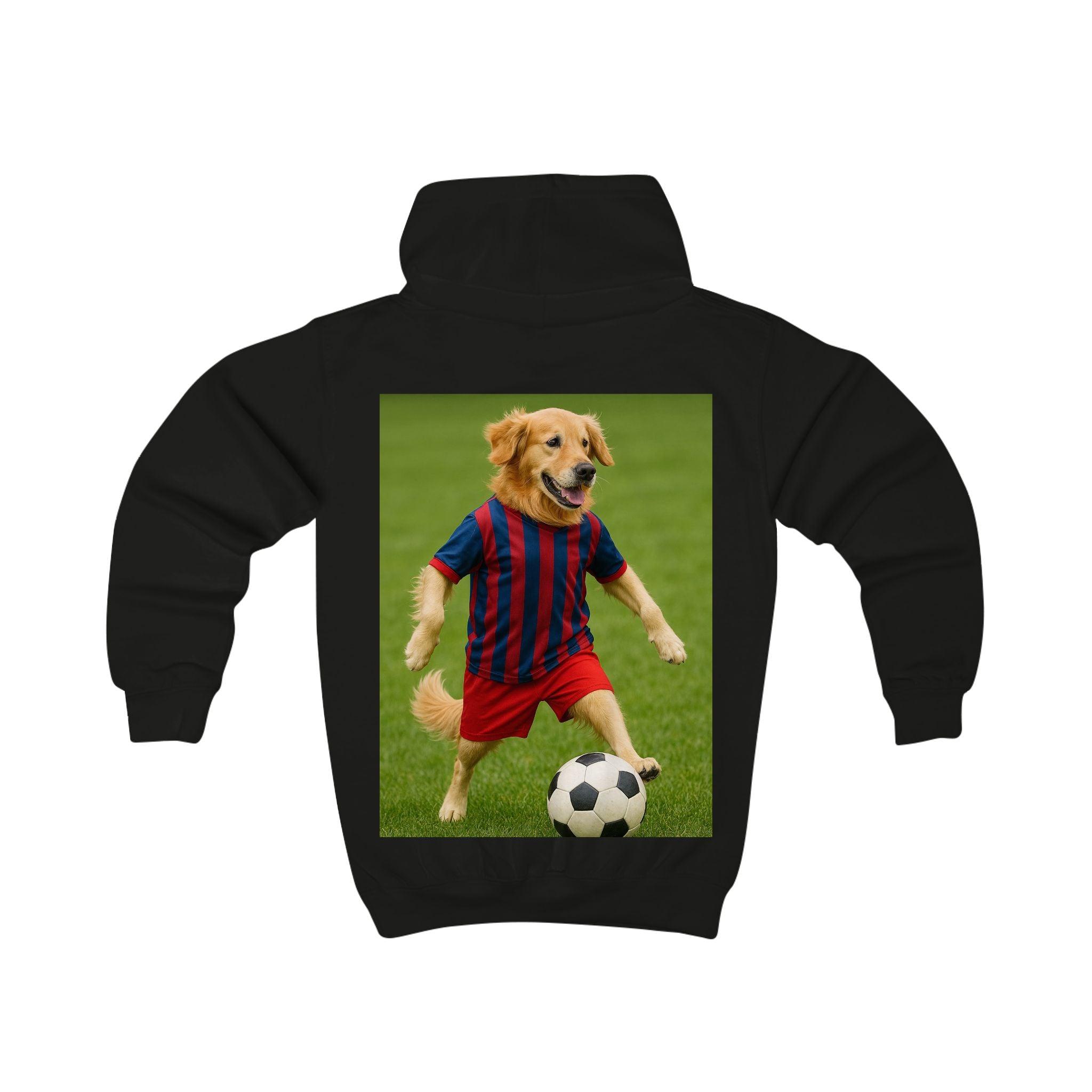 Kids Hoodie — Golden Retriever Soccer Pup Graphic