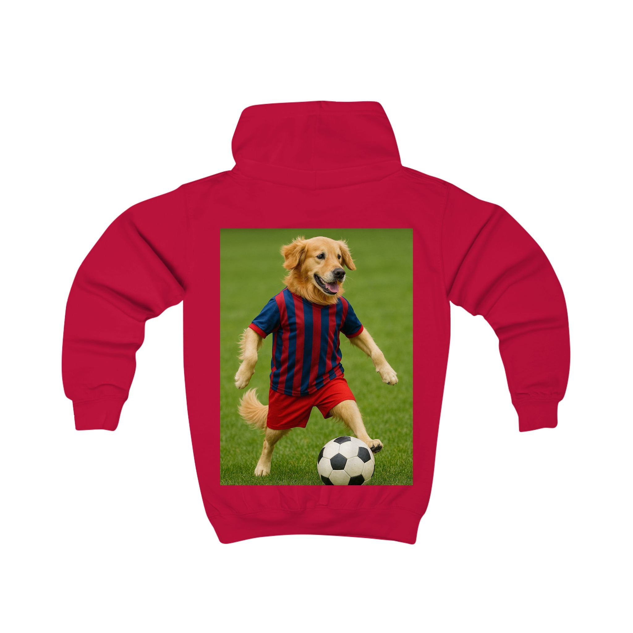 Kids Hoodie — Golden Retriever Soccer Pup Graphic