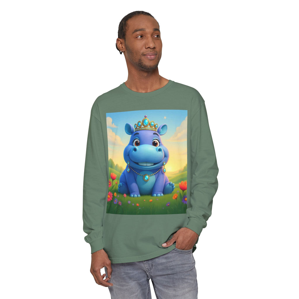 Whimsical Princess Hippo Long Sleeve T-Shirt