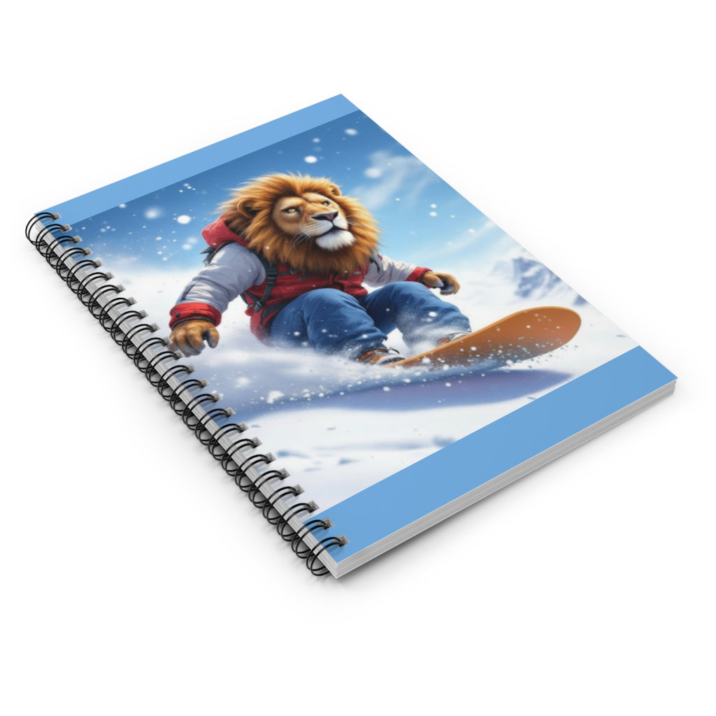 Lion Snowboarder Spiral Notebook — Ruled Journal for Ski & Snowboard Lovers