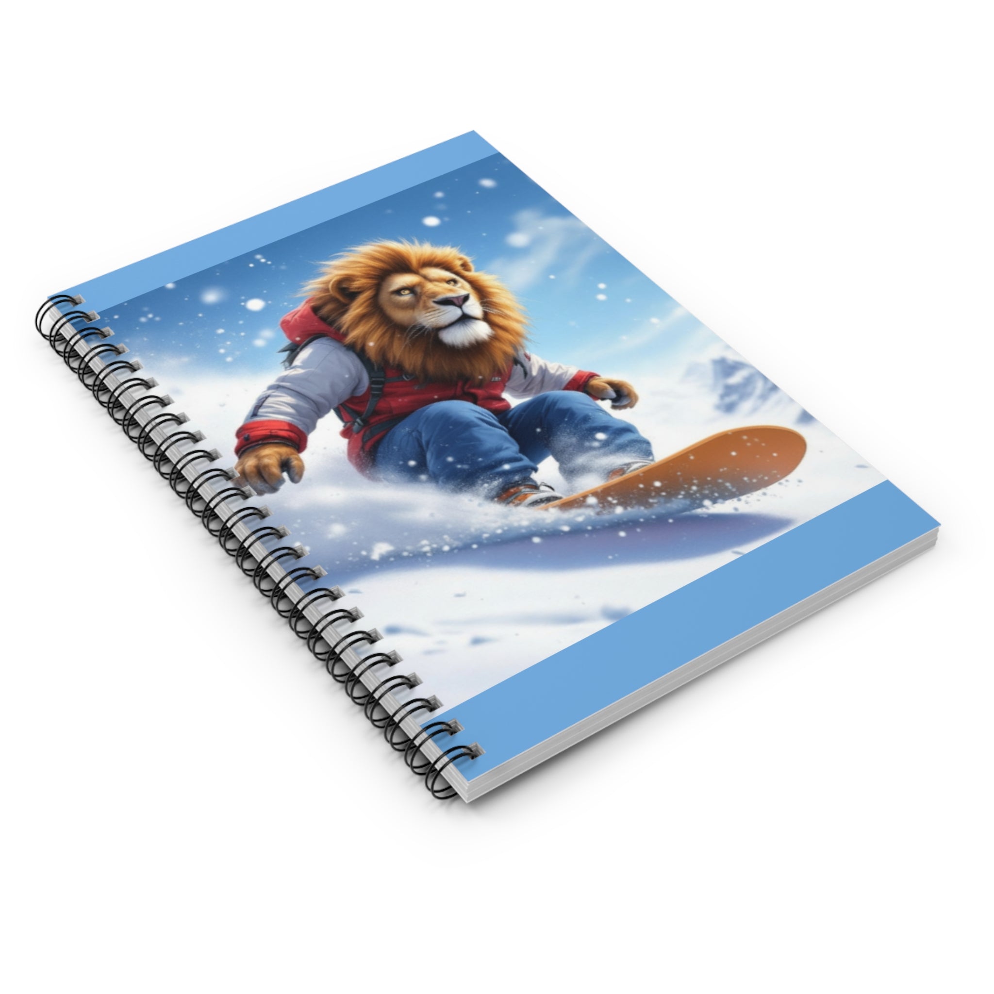 Lion Snowboarder Spiral Notebook — Ruled Journal for Ski & Snowboard Lovers