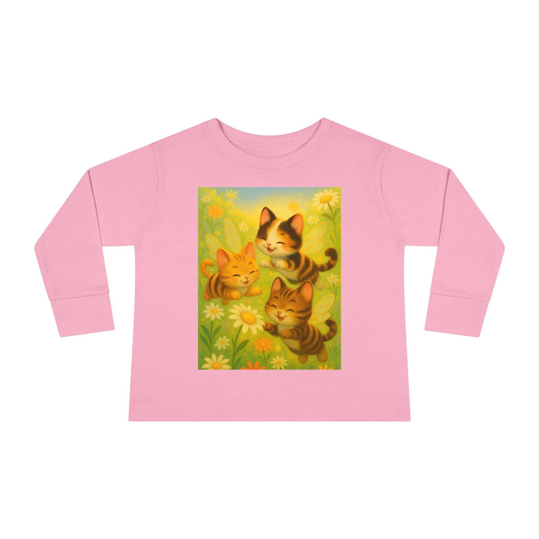 Toddler Tee - Whimsical Trio of Bumble Cats Playing in the Garden