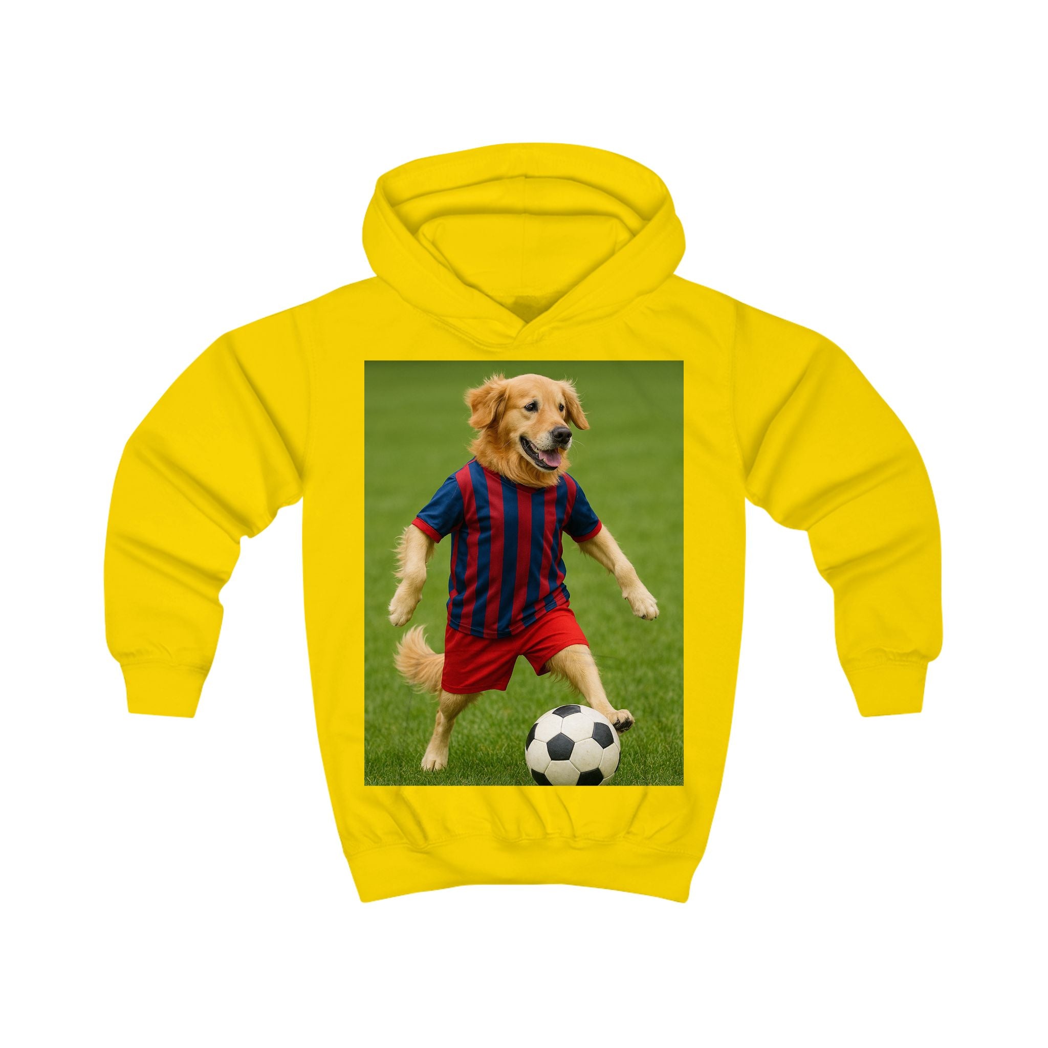 Kids Hoodie — Golden Retriever Soccer Pup Graphic
