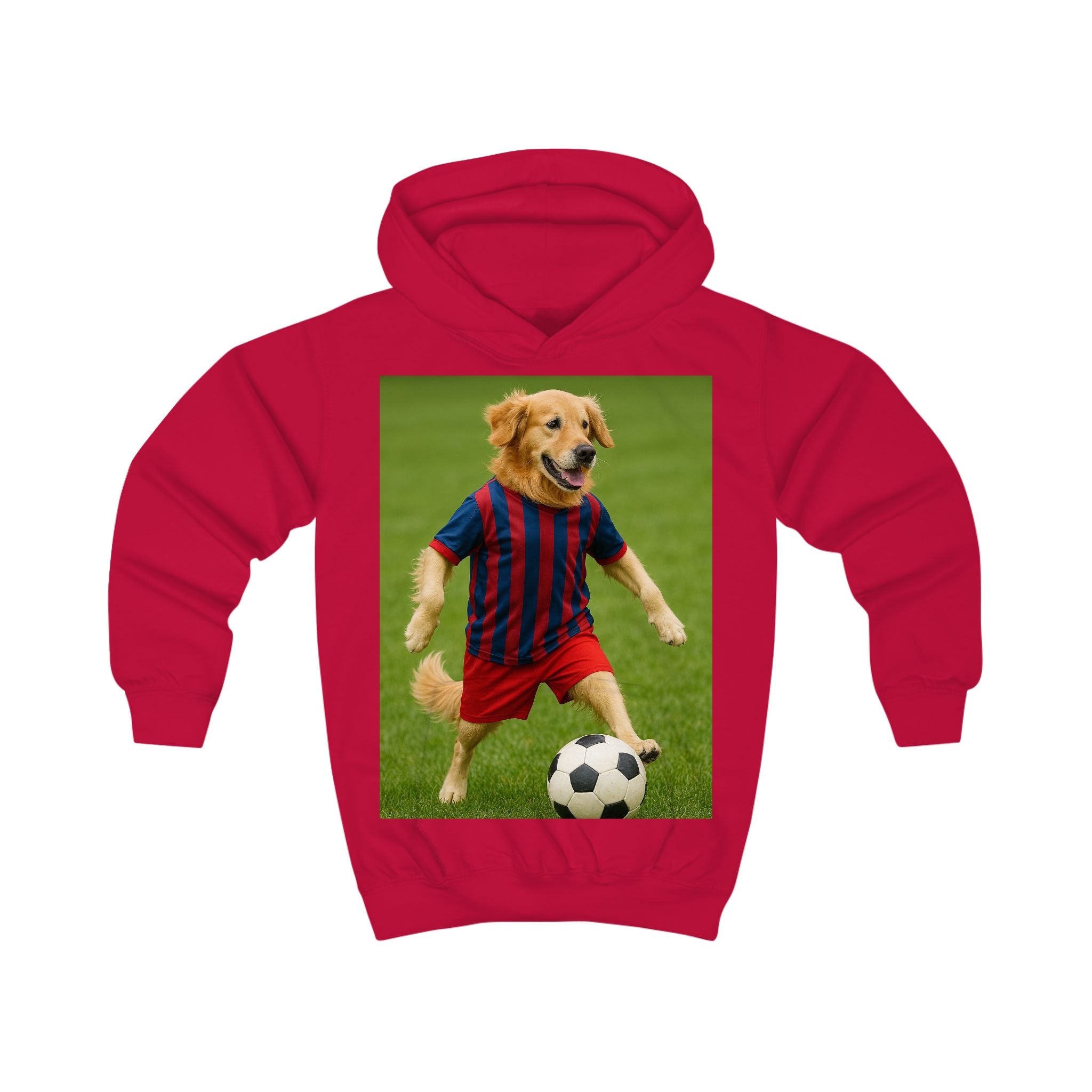 Kids Hoodie — Golden Retriever Soccer Pup Graphic