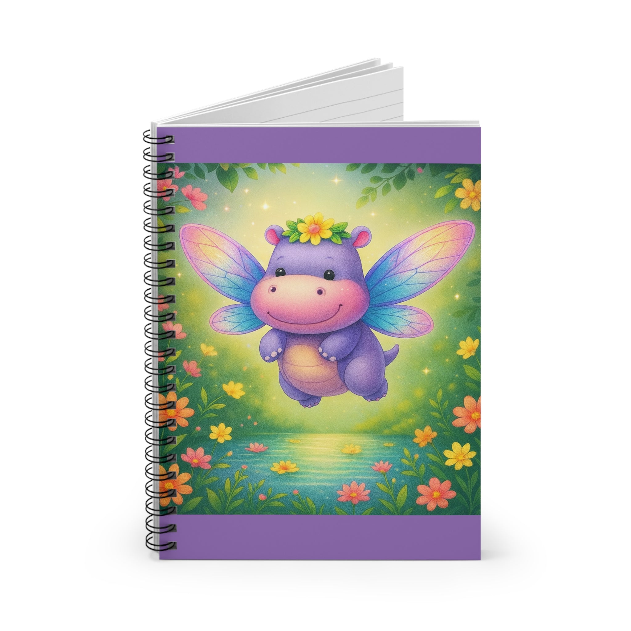 Spiral Notebook - Whimsical Hippo Fairy Design