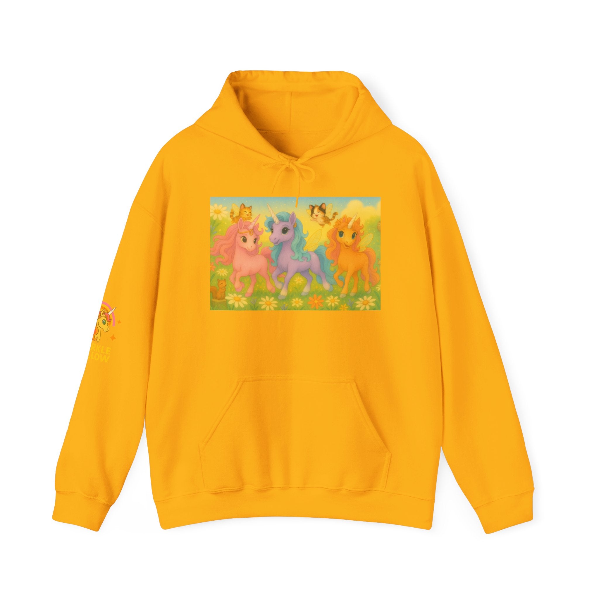 Hooded Sweatshirt - Whimsical Unicorn Princess Trio Design