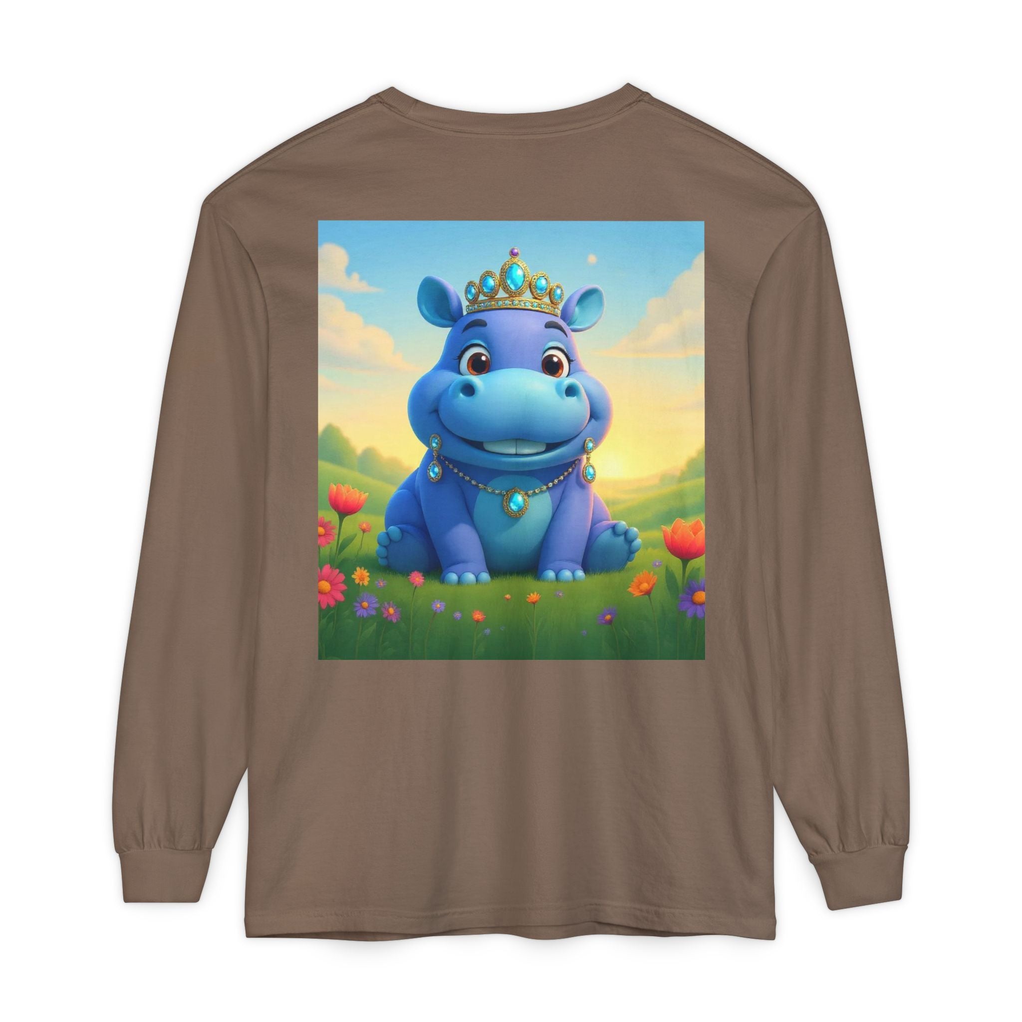 Whimsical Princess Hippo Long Sleeve T-Shirt